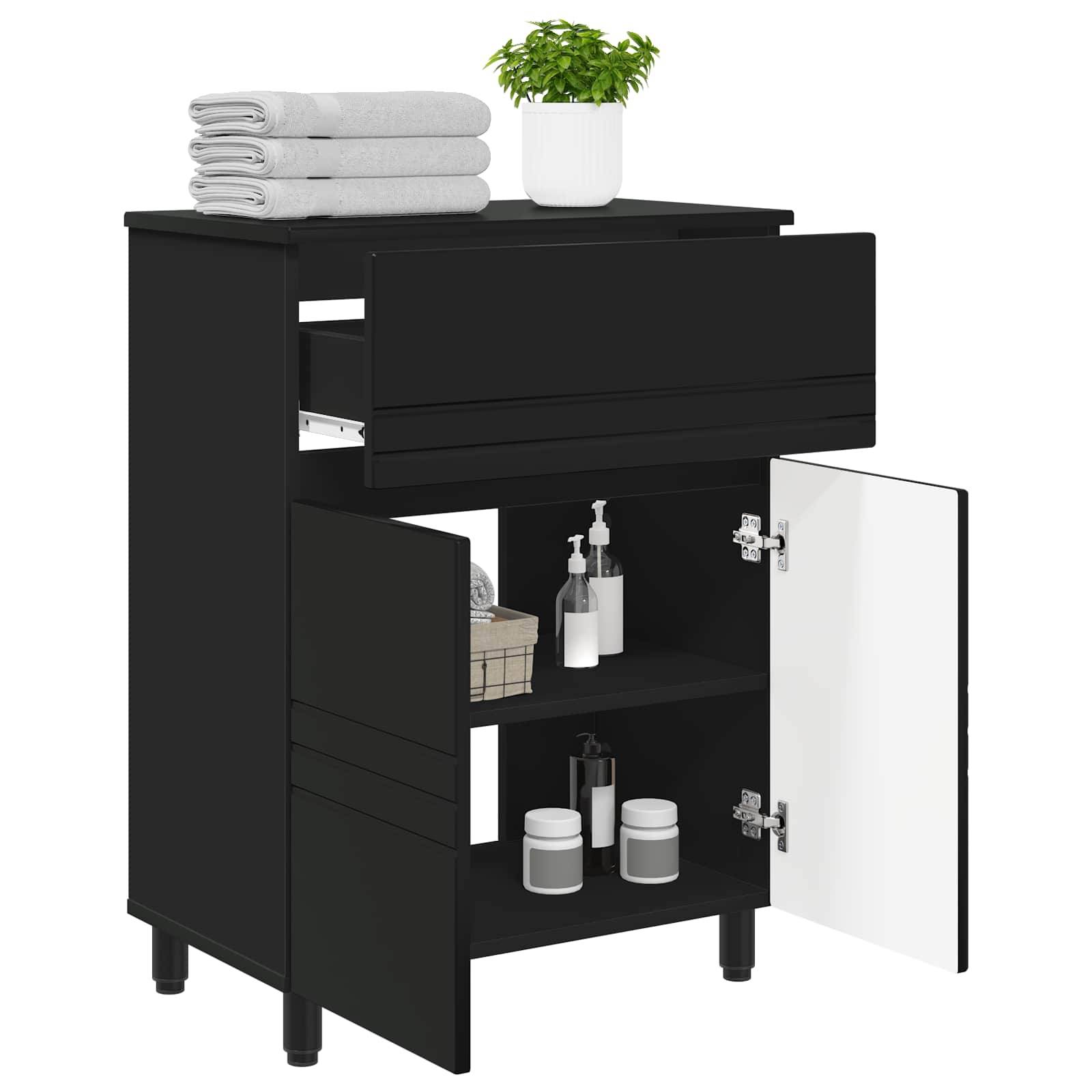 vidaXL Waschtisch Schwarz 60 x 35 x 80 cm Holzwerkstoff