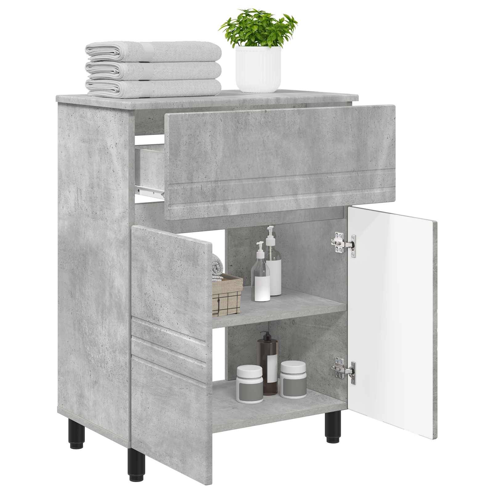 vidaXL Waschtisch Betongrau 60 x 35 x 80 cm Holzwerkstoff