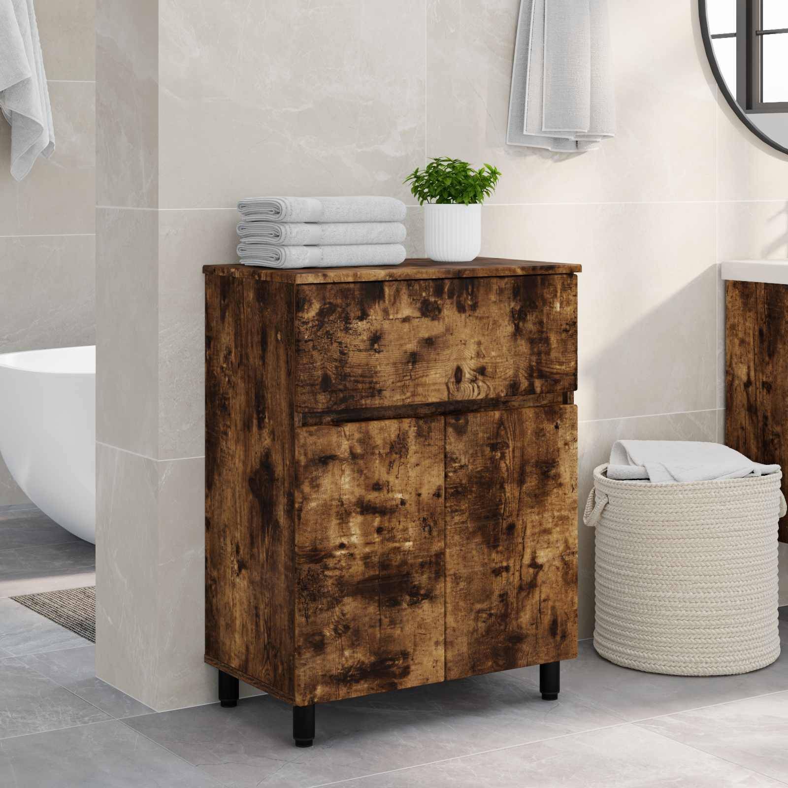 vidaXL Waschtisch Geräucherte Eiche 60 x 35 x 80 cm Holzwerkstoff
