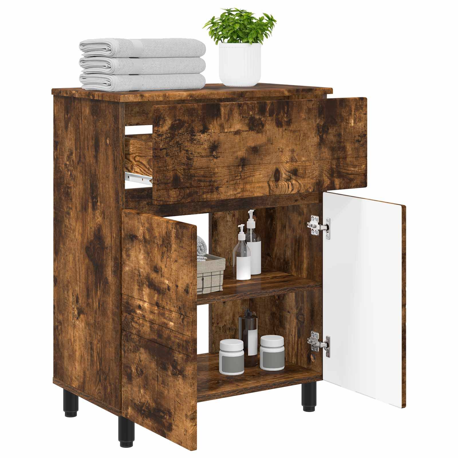 vidaXL Waschtisch Geräucherte Eiche 60 x 35 x 80 cm Holzwerkstoff