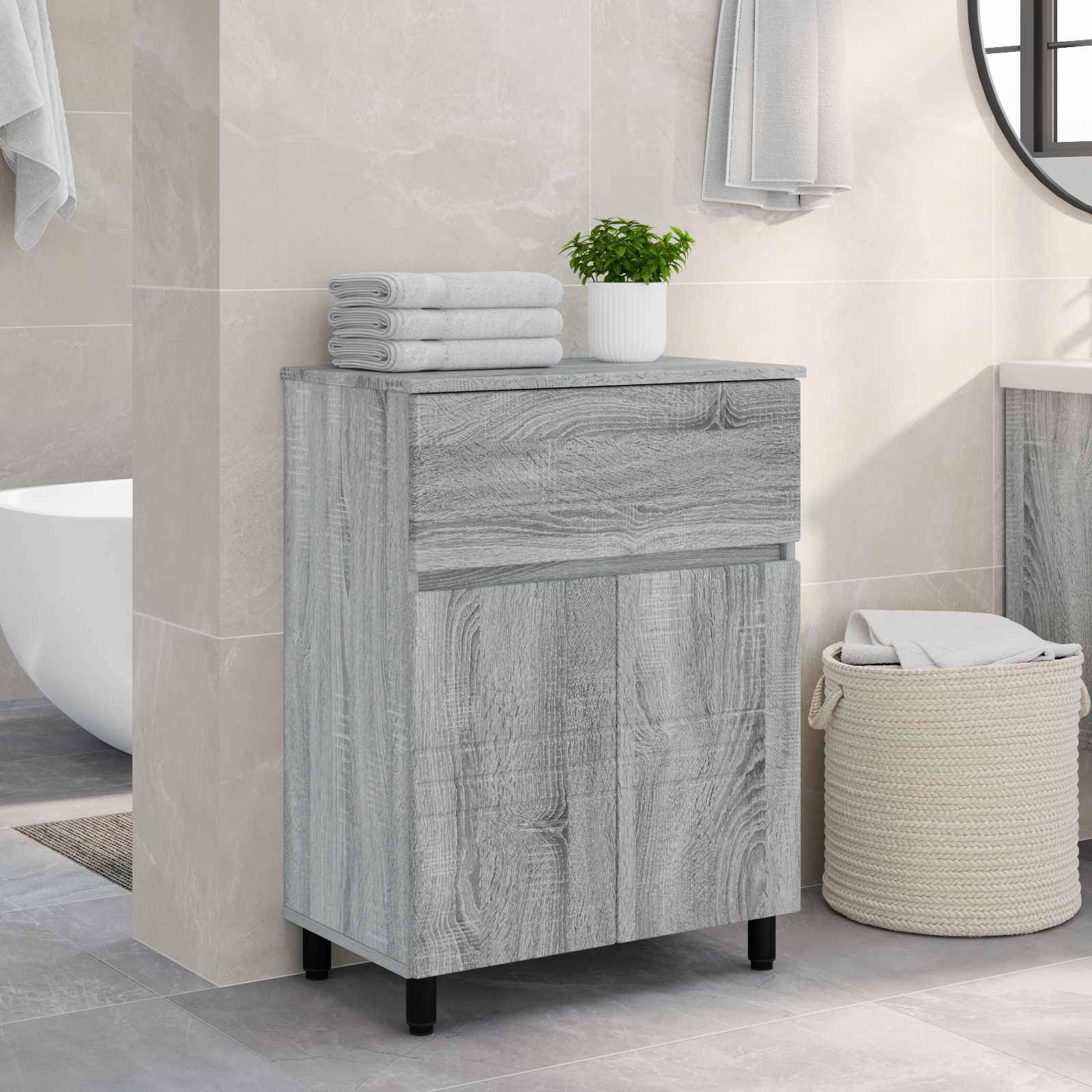 vidaXL Waschtisch Grau Sonoma 60 x 35 x 80 cm Holzwerkstoff