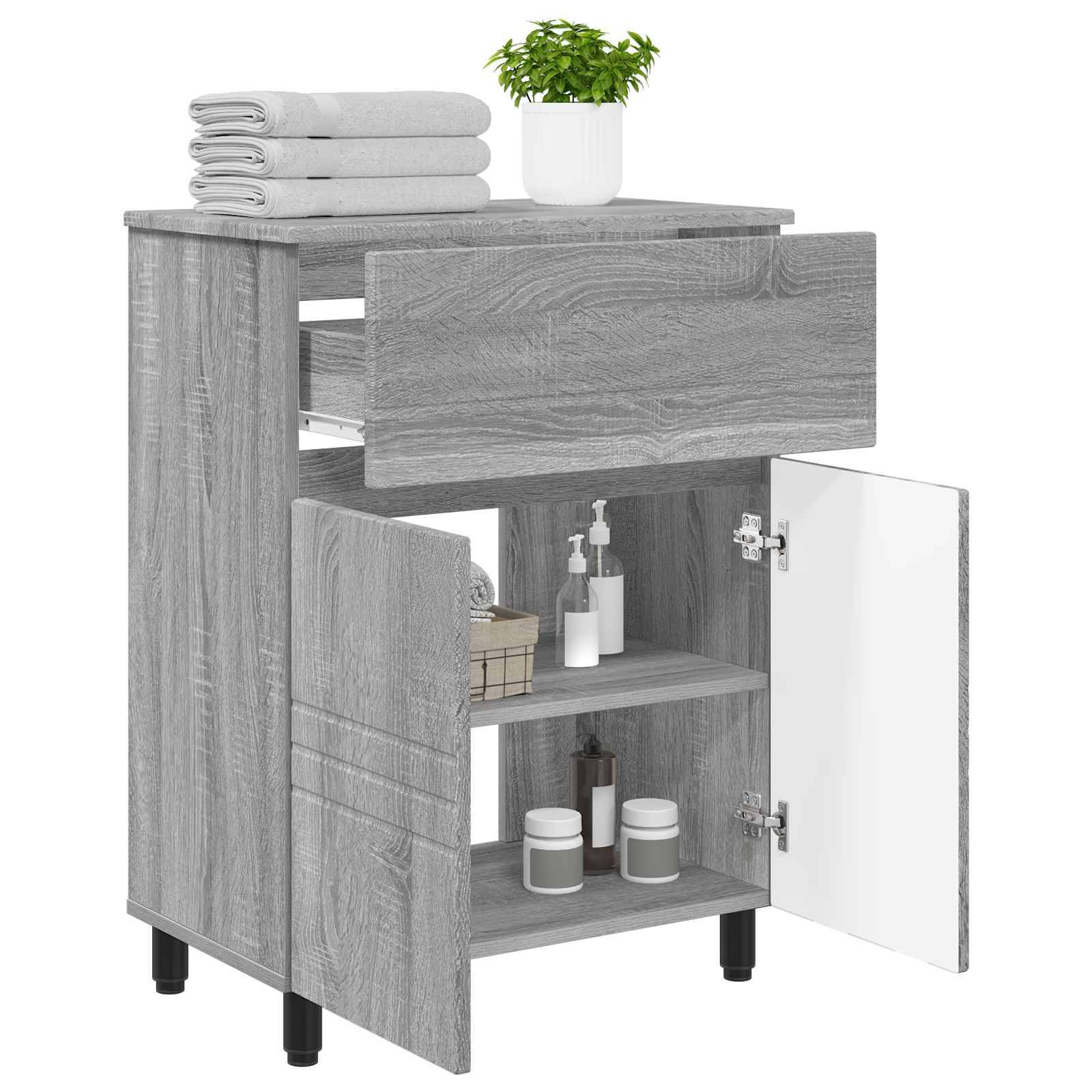 vidaXL Waschtisch Grau Sonoma 60 x 35 x 80 cm Holzwerkstoff