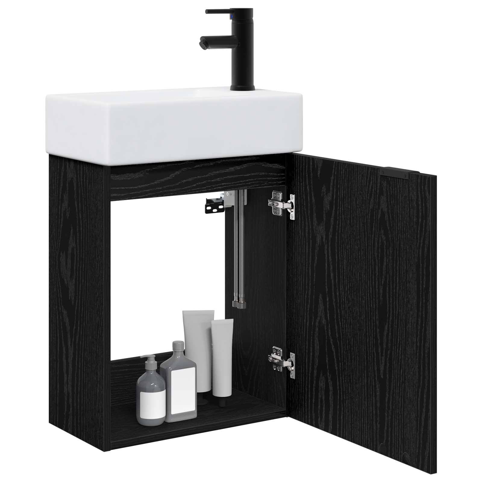 vidaXL Badezimmer Waschtischunterschrank mit Wasserhahn Schwarze Eiche