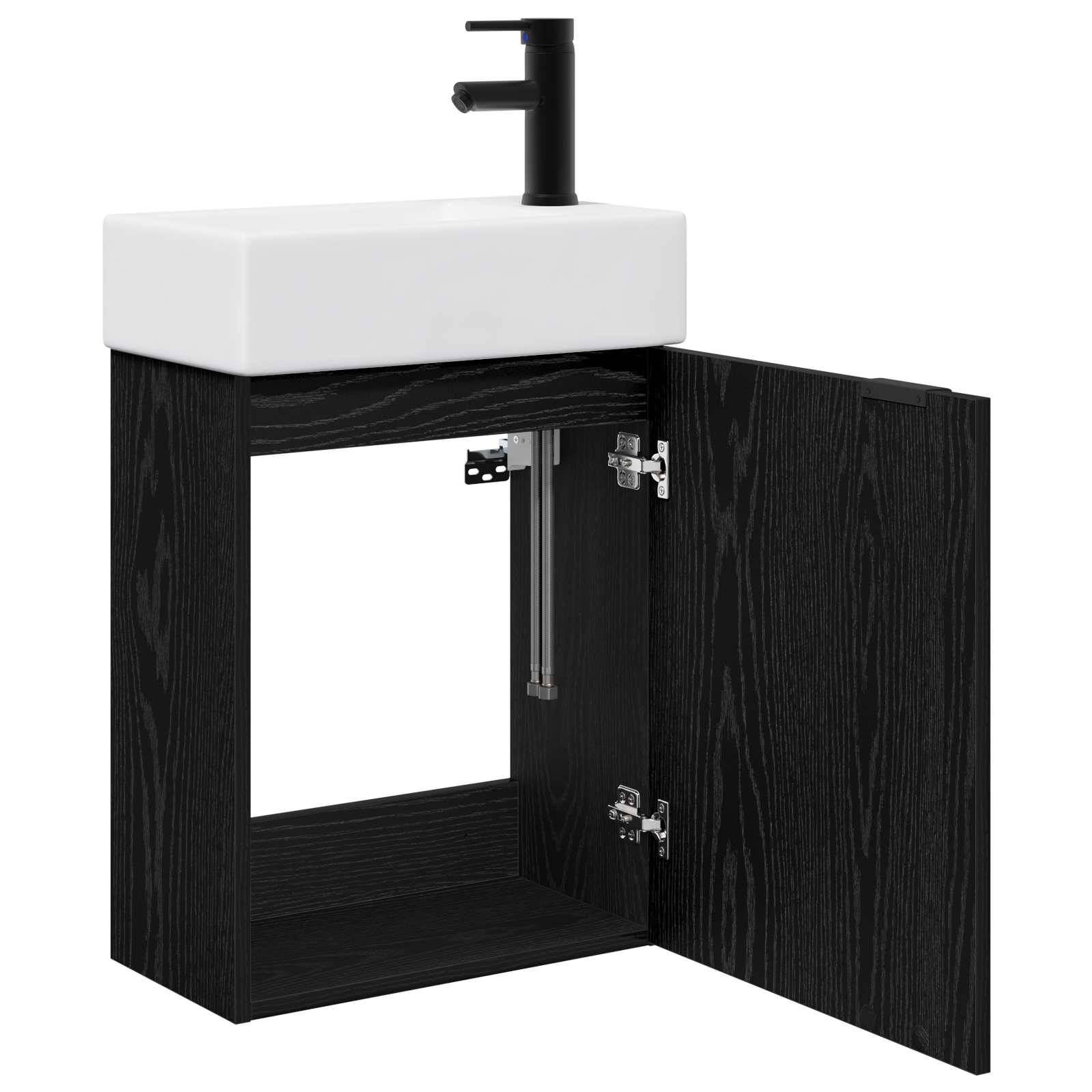 vidaXL Badezimmer Waschtischunterschrank mit Wasserhahn Schwarze Eiche