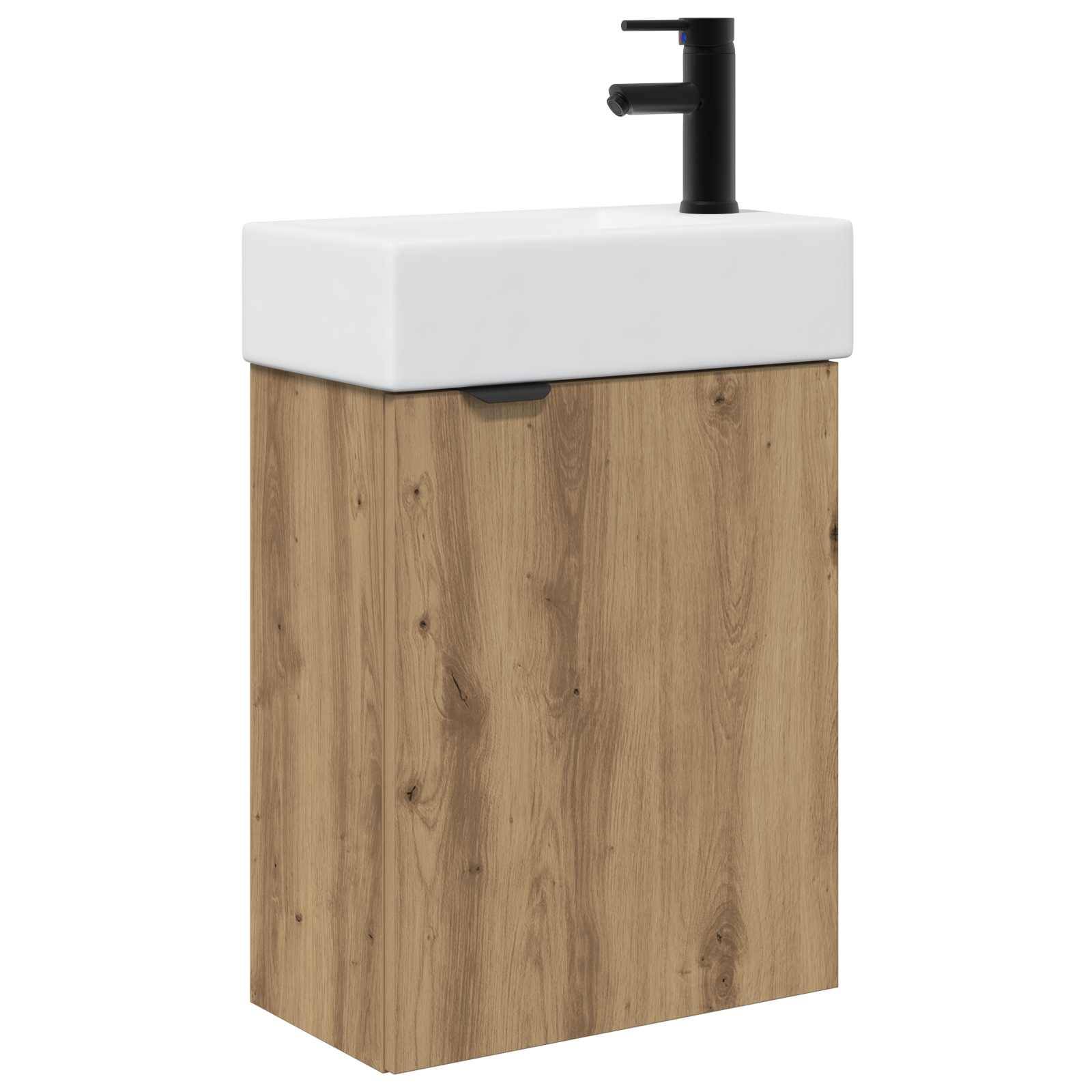vidaXL Badezimmer Waschtischunterschrank mit Wasserhahn Artisan-Eiche