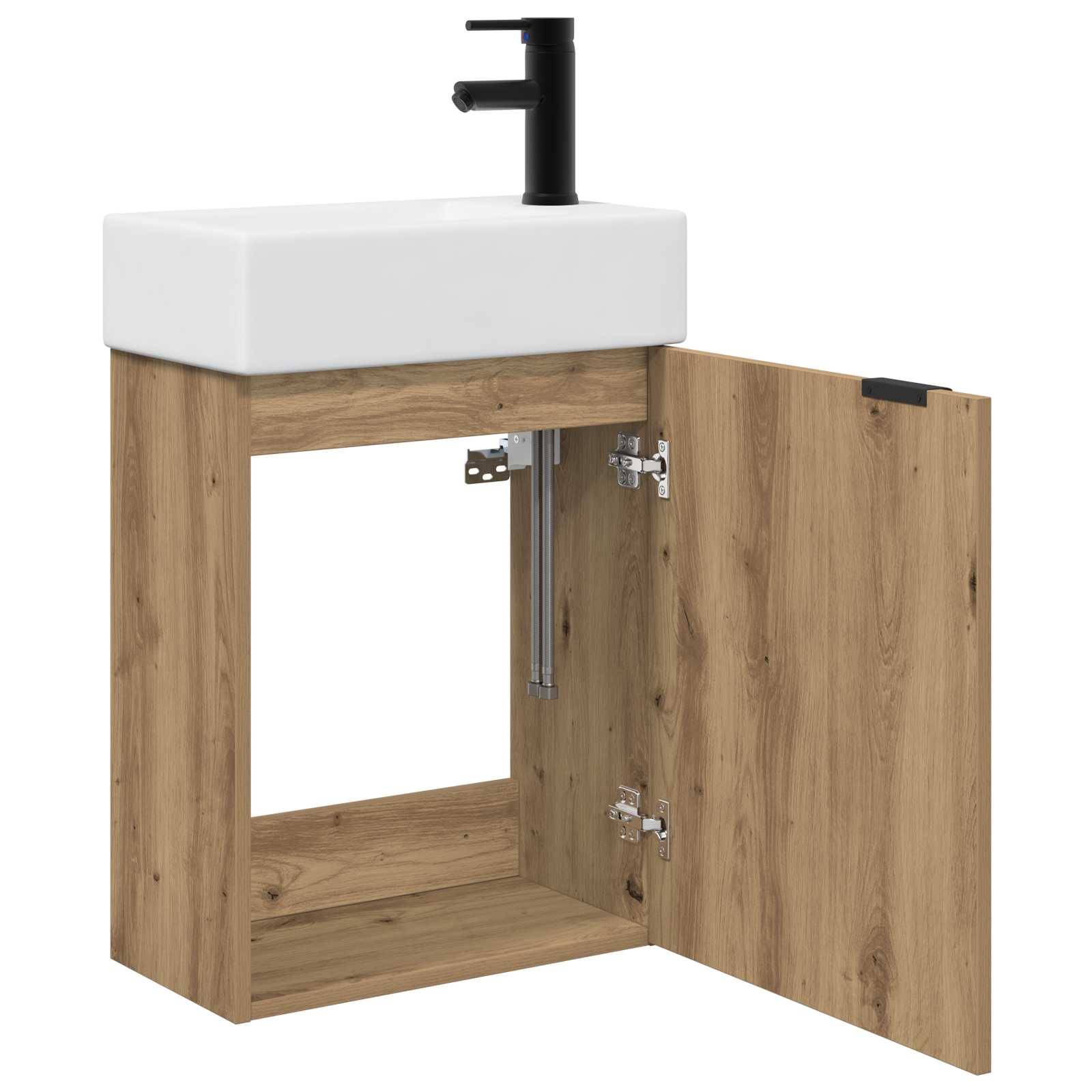vidaXL Badezimmer Waschtischunterschrank mit Wasserhahn Artisan-Eiche