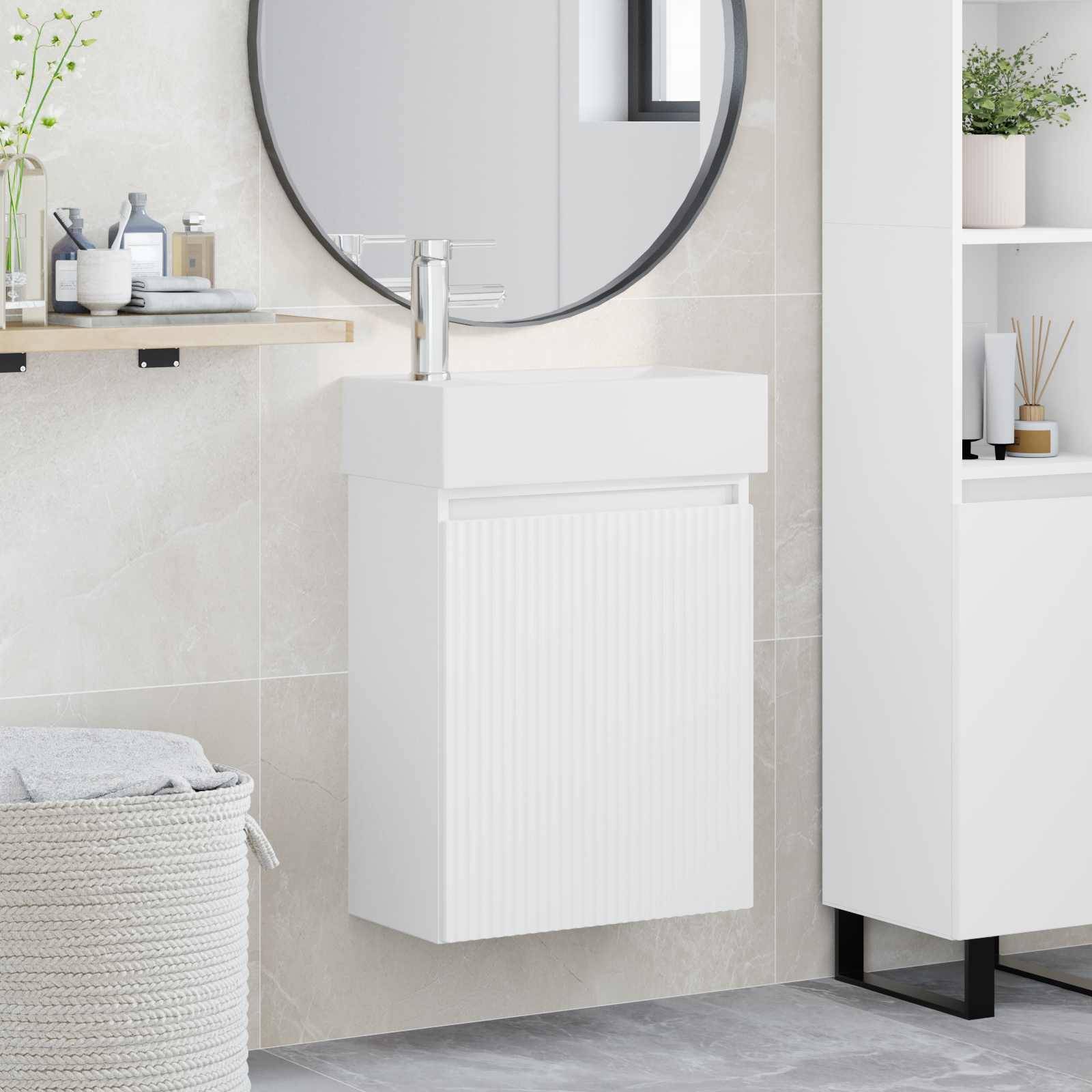 vidaXL Badezimmer Waschtischunterschrank mit Wasserhahn Weiß