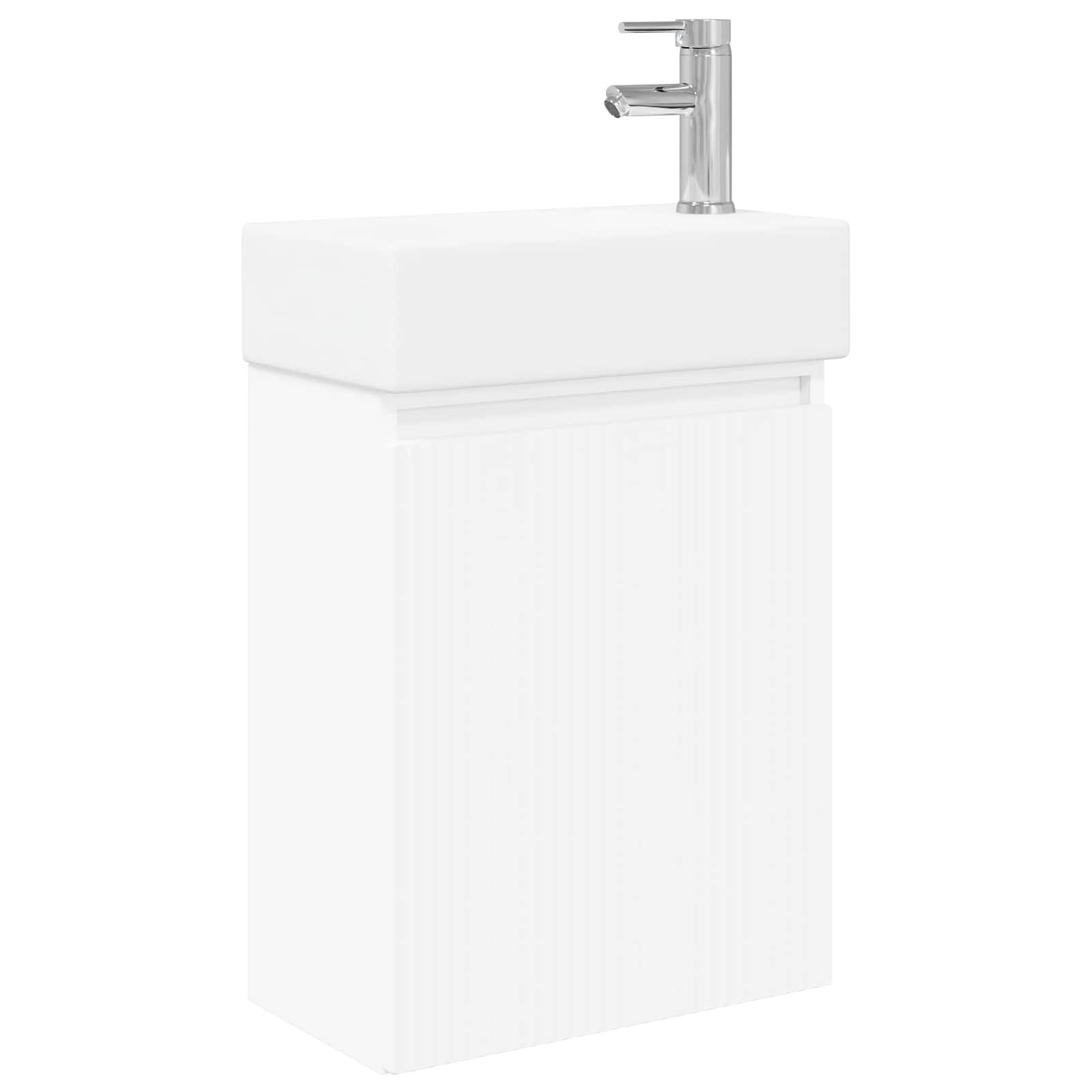 vidaXL Badezimmer Waschtischunterschrank mit Wasserhahn Weiß