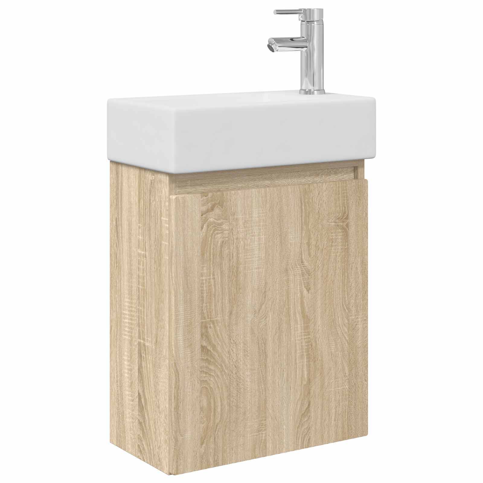 vidaXL Badezimmer Waschtischunterschrank mit Wasserhahn Sonoma-Eiche
