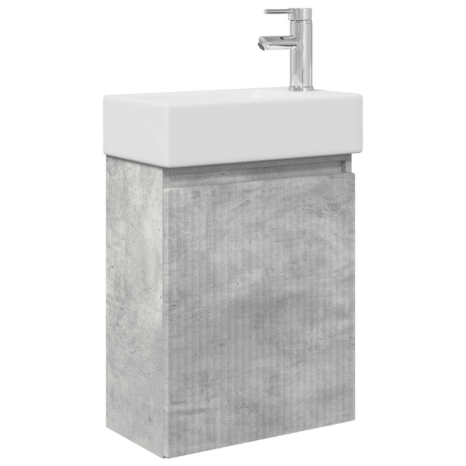 vidaXL Badezimmer Waschtischunterschrank mit Wasserhahn Betongrau