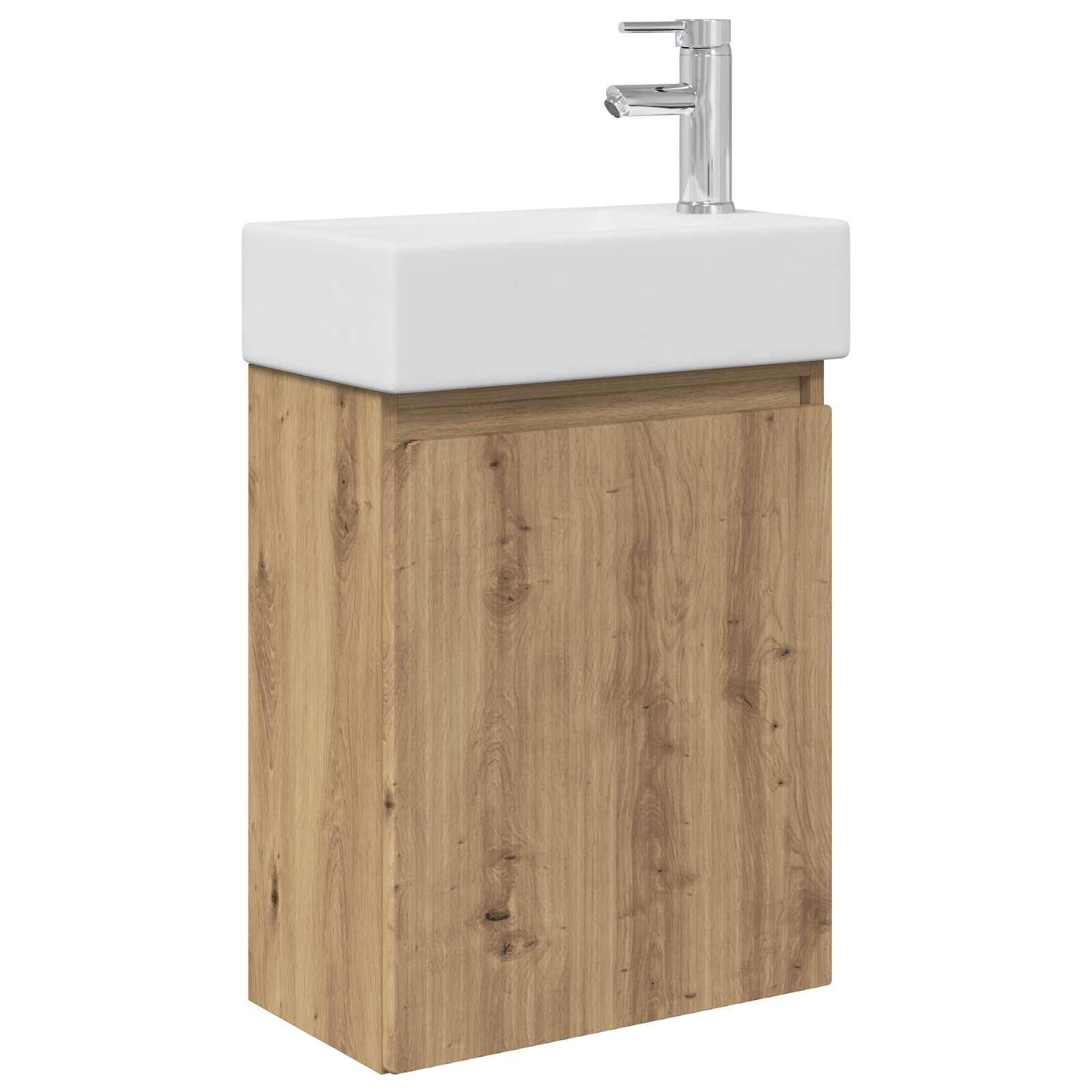 vidaXL Badezimmer Waschtischunterschrank mit Wasserhahn Artisan-Eiche