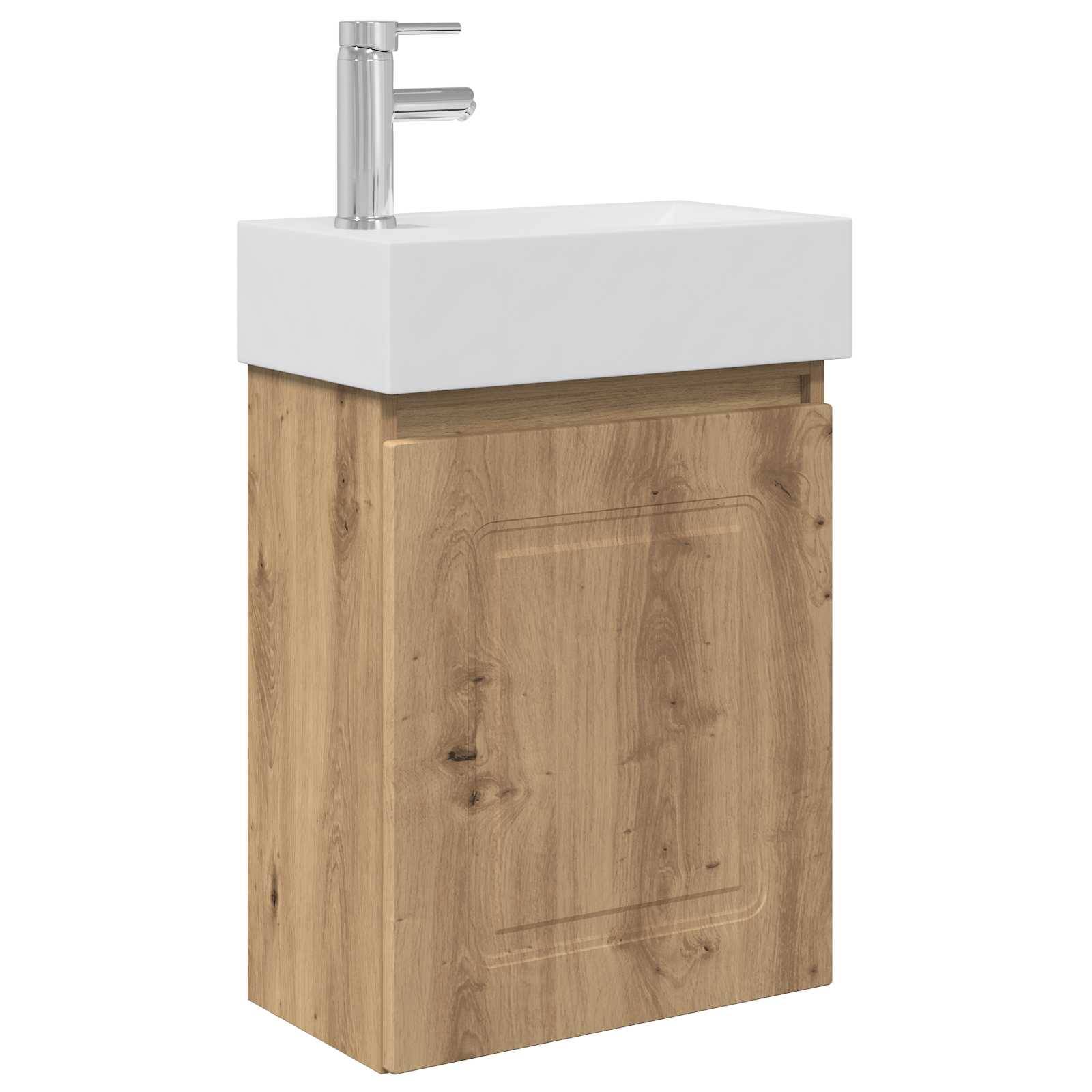 vidaXL Badezimmer Waschtischunterschrank mit Wasserhahn Artisan-Eiche