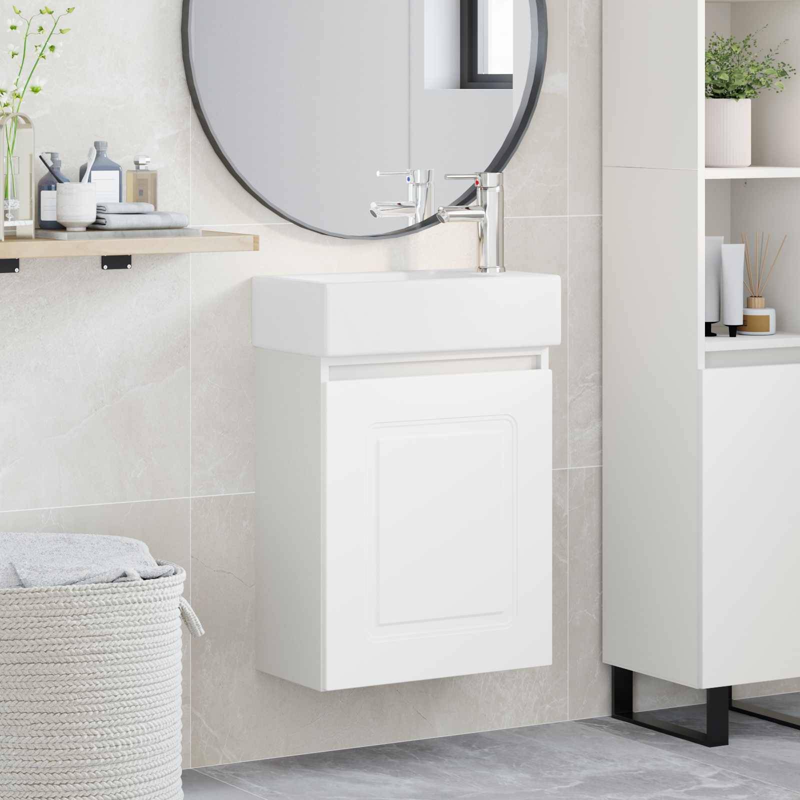 vidaXL Badezimmer Waschtischunterschrank mit Wasserhahn Weiß