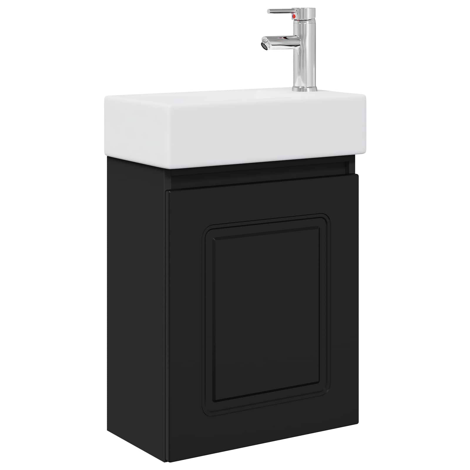 vidaXL Badezimmer Waschtischunterschrank mit Wasserhahn Schwarz