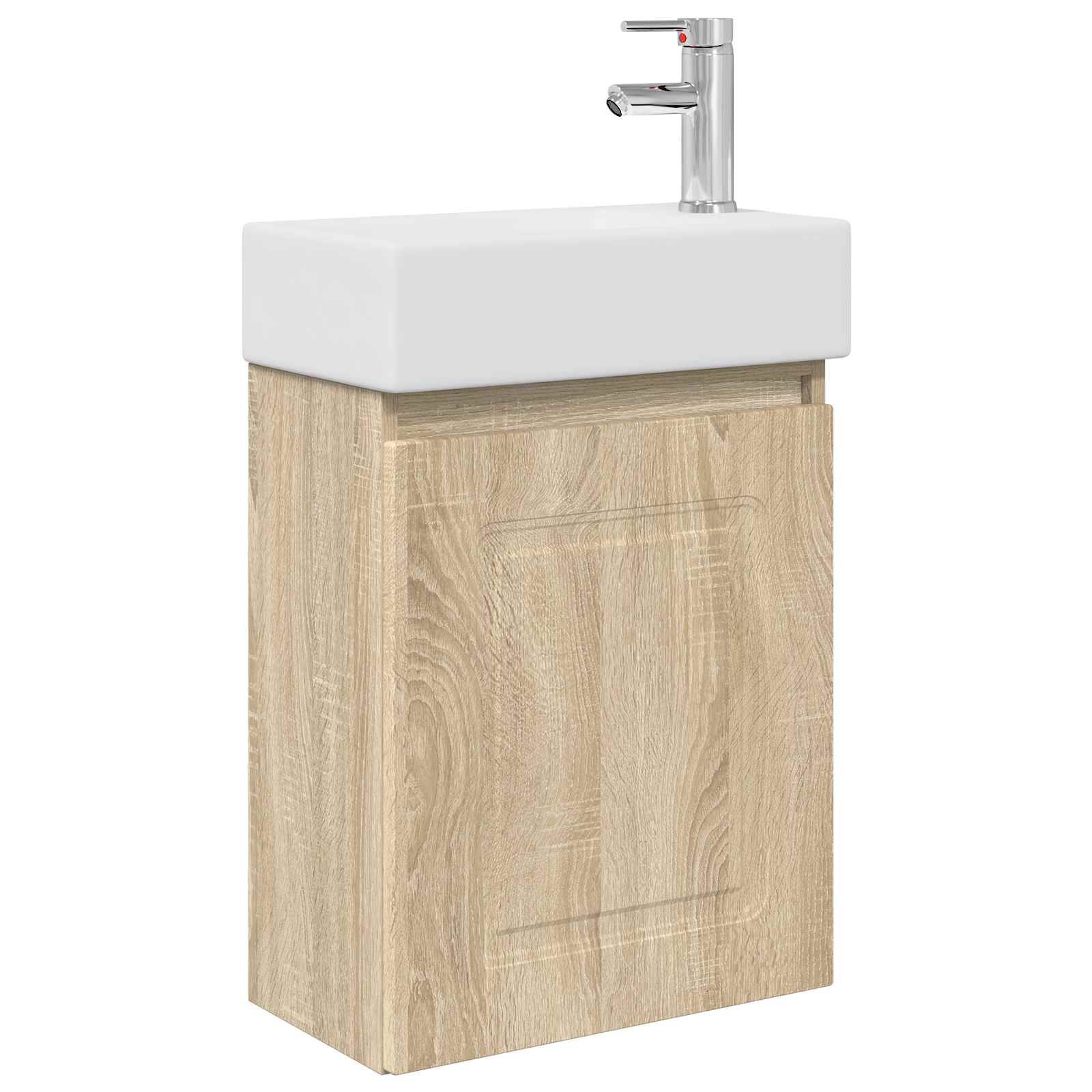 vidaXL Badezimmer Waschtischunterschrank mit Wasserhahn Sonoma-Eiche