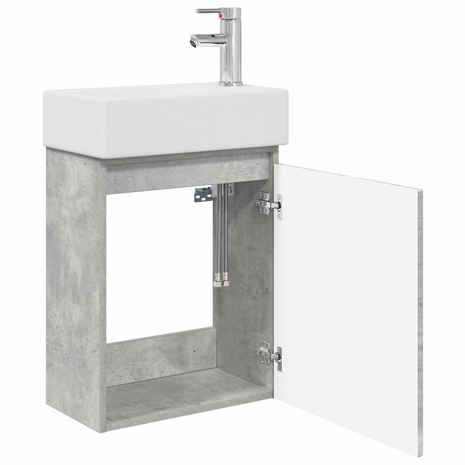 vidaXL Badezimmer Waschtischunterschrank mit Wasserhahn Betongrau
