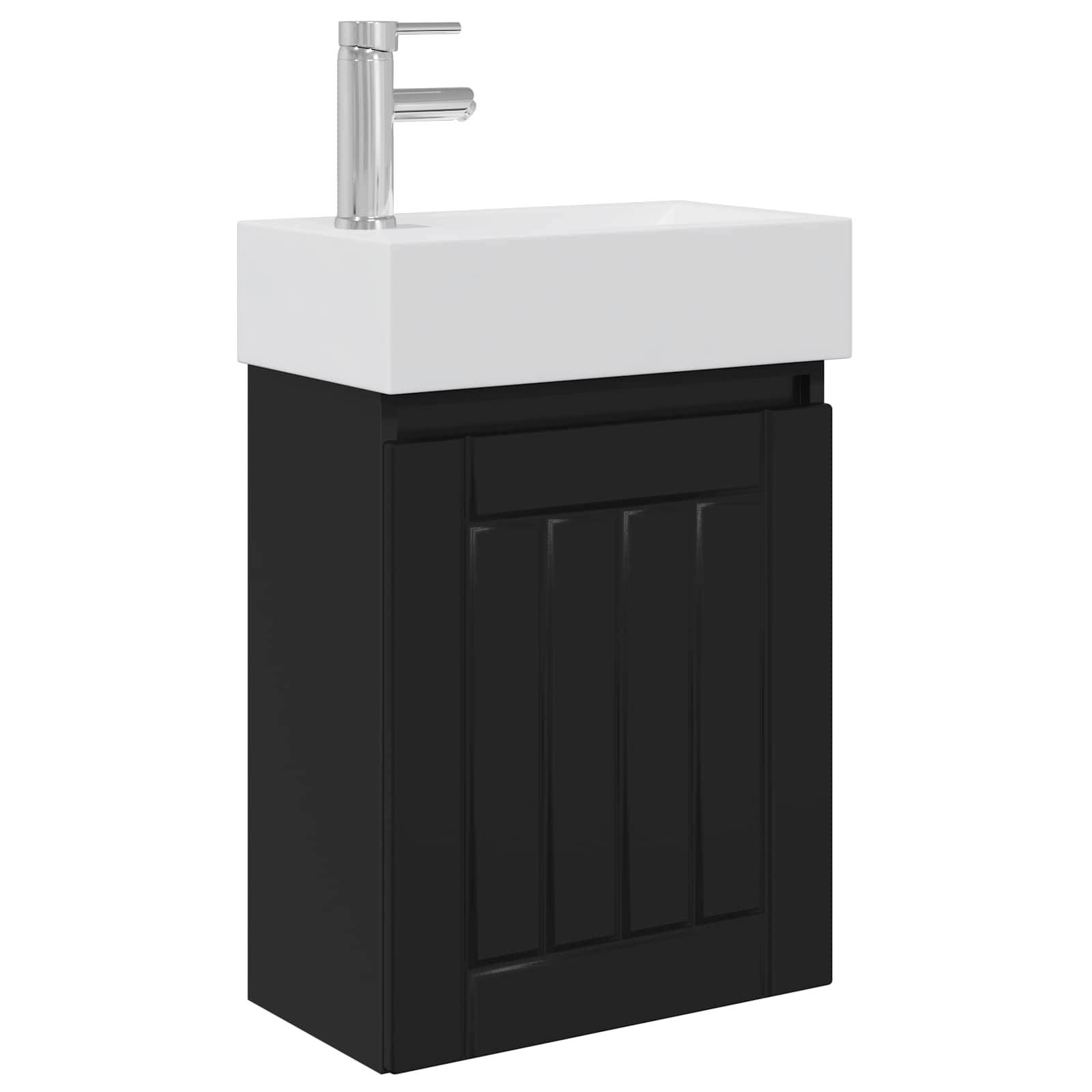 vidaXL Badezimmer Waschtischunterschrank mit Wasserhahn Schwarz