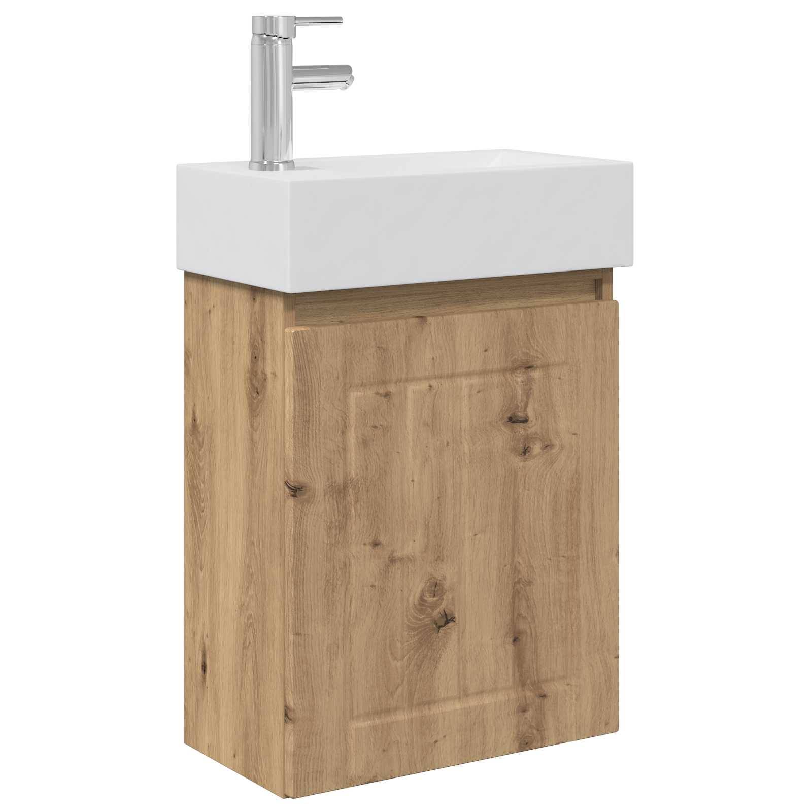 vidaXL Badezimmer Waschtischunterschrank mit Wasserhahn Artisan-Eiche