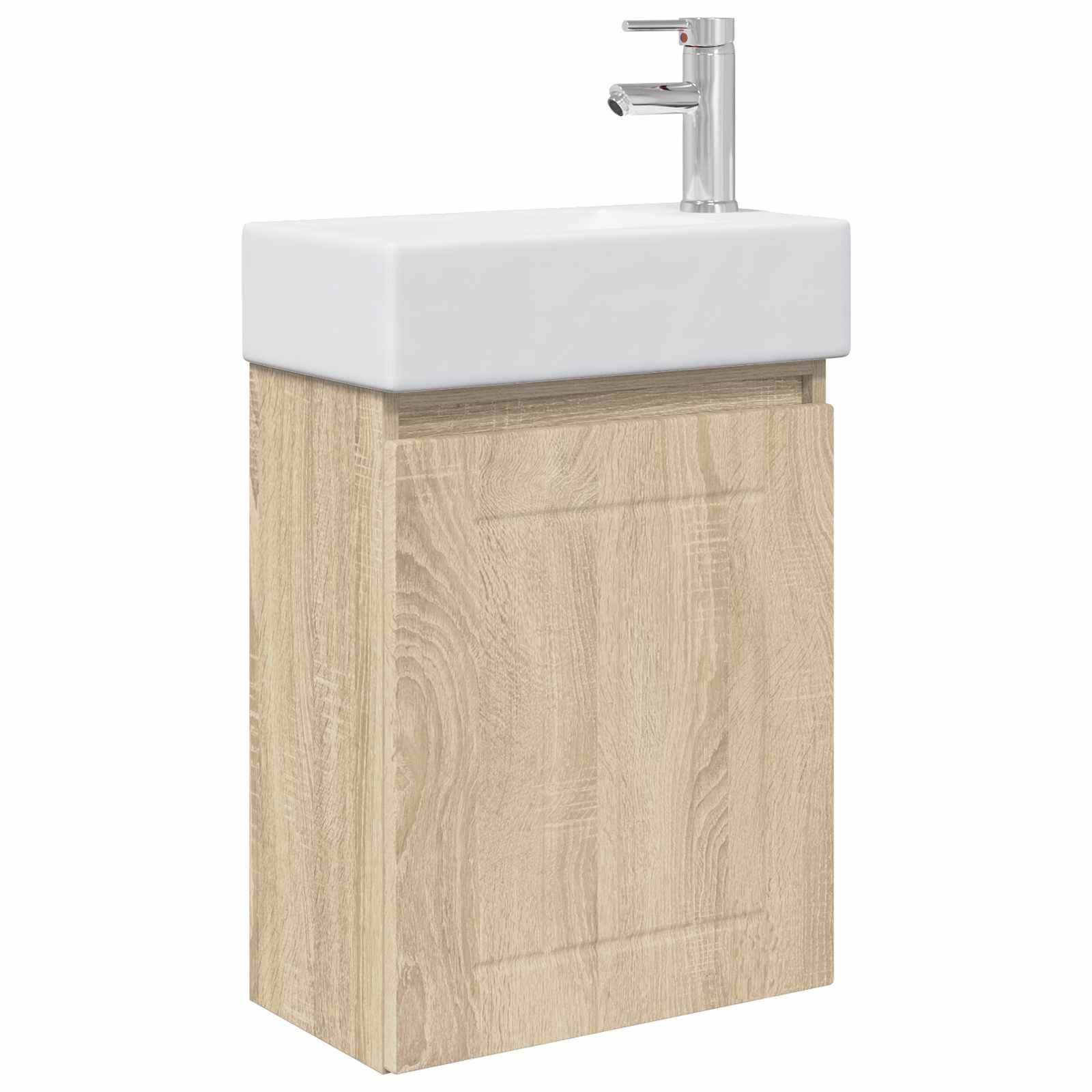 vidaXL Badezimmer Waschtischunterschrank mit Wasserhahn Sonoma-Eiche