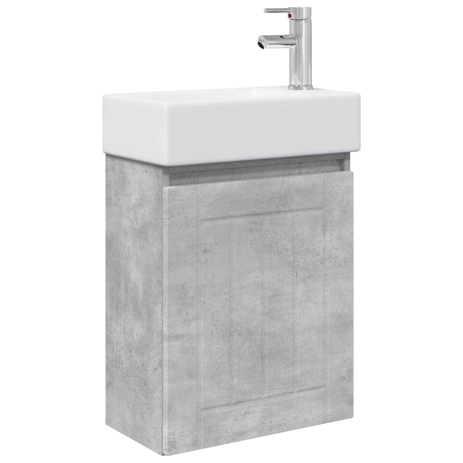 vidaXL Badezimmer Waschtischunterschrank mit Wasserhahn Betongrau