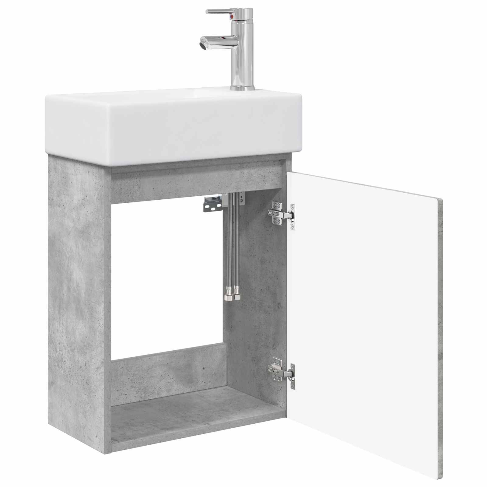 vidaXL Badezimmer Waschtischunterschrank mit Wasserhahn Betongrau