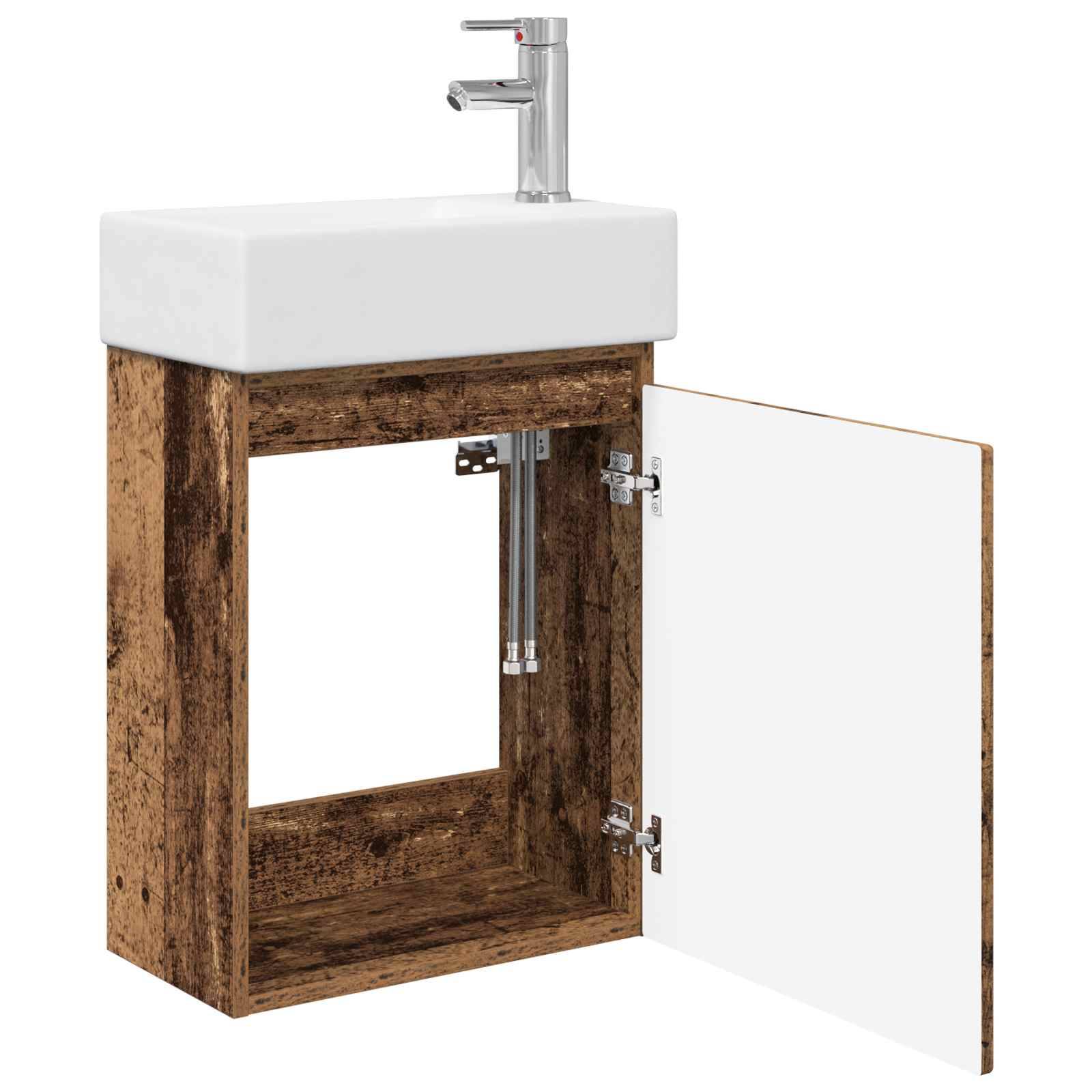 vidaXL Badezimmer Waschtischunterschrank mit Wasserhahn Altholz