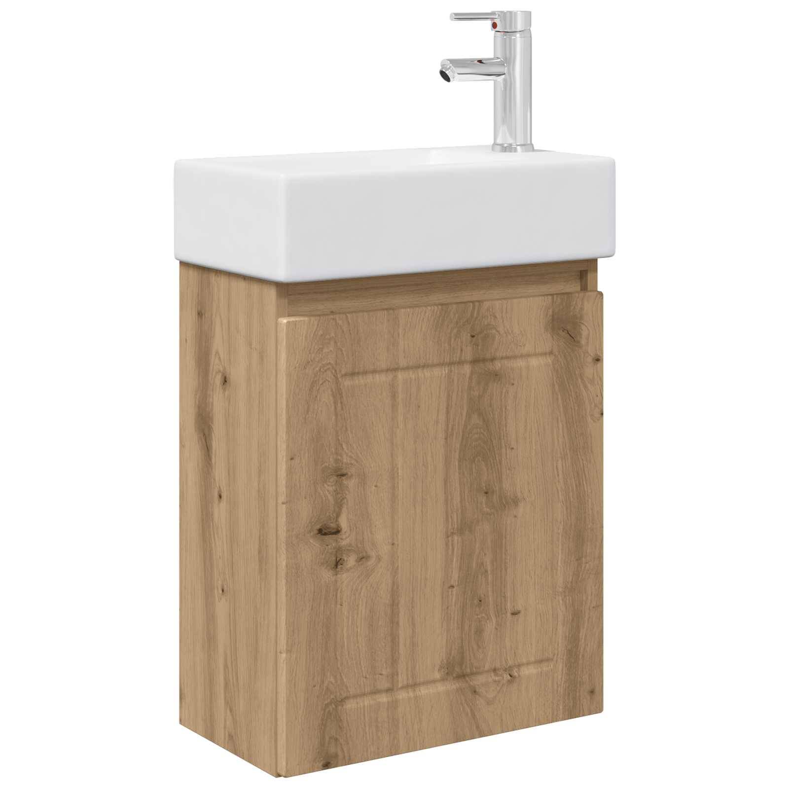 vidaXL Badezimmer Waschtischunterschrank mit Wasserhahn Artisan-Eiche