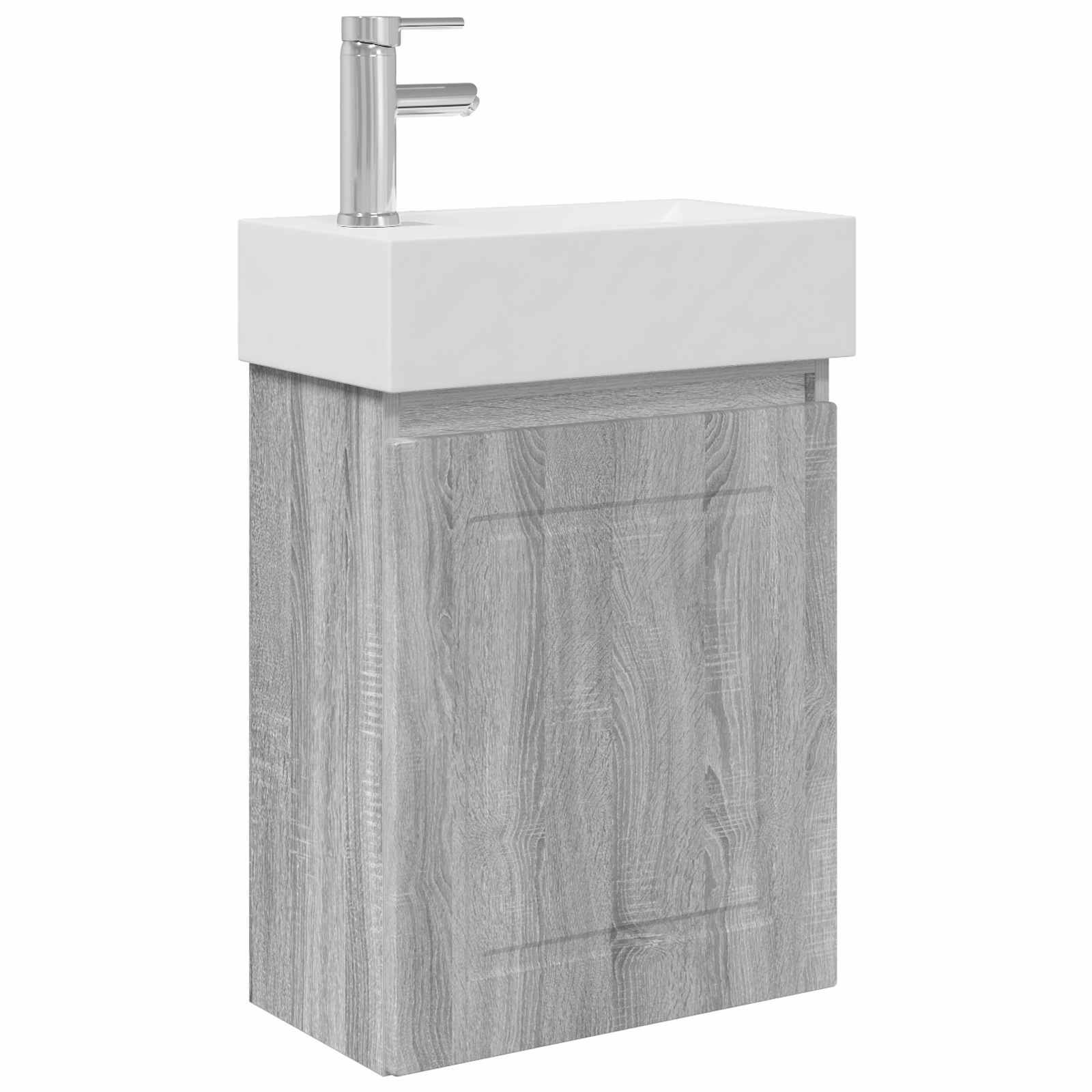vidaXL Badezimmer Waschtischunterschrank mit Wasserhahn Grau Sonoma