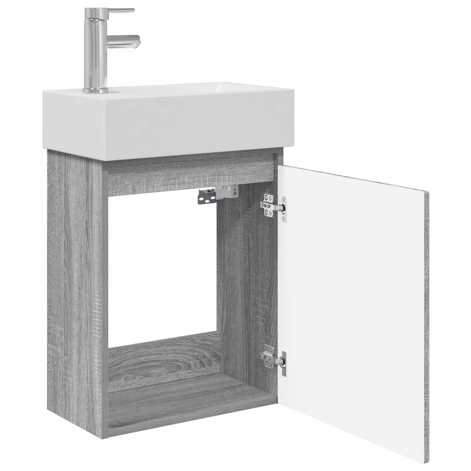 vidaXL Badezimmer Waschtischunterschrank mit Wasserhahn Grau Sonoma