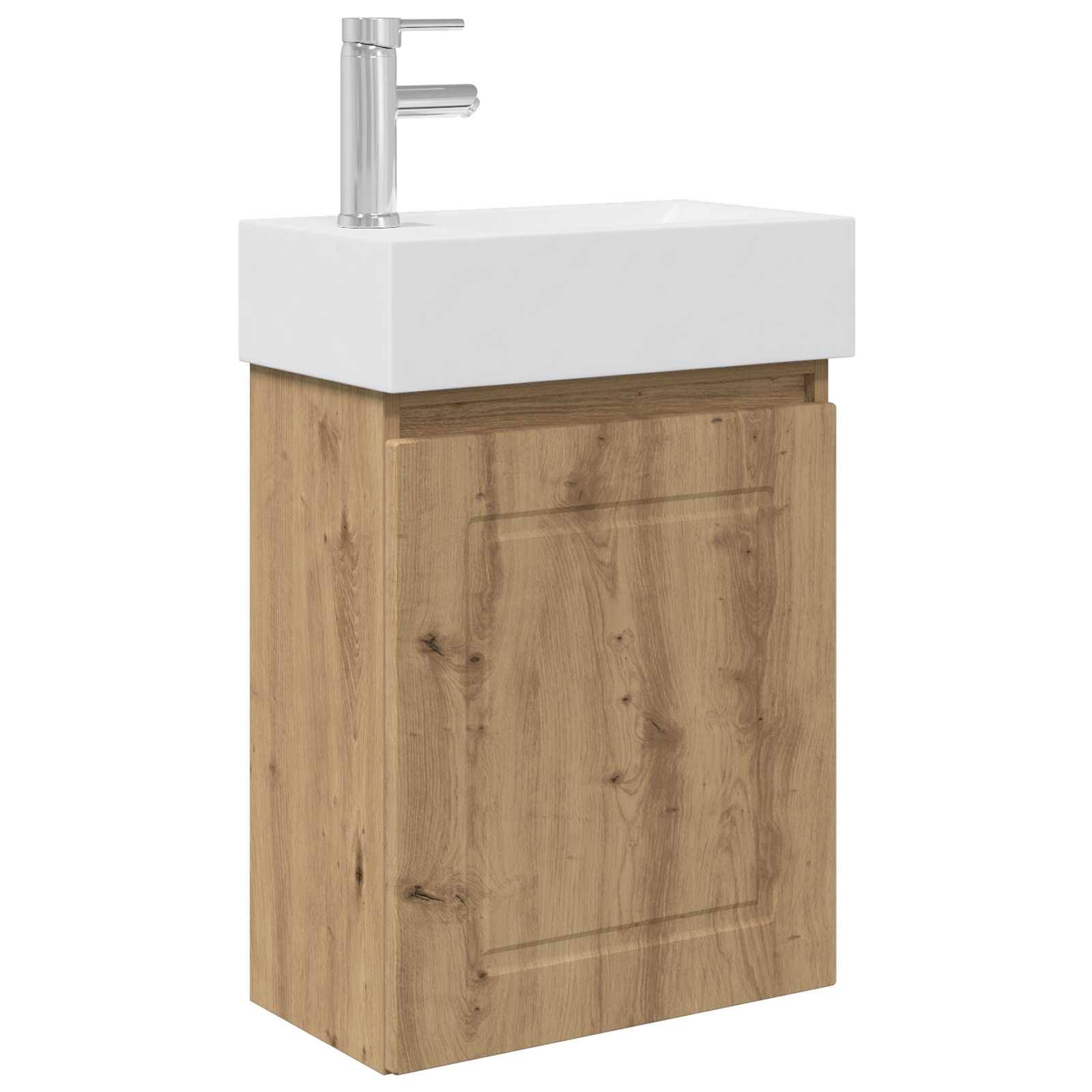 vidaXL Badezimmer Waschtischunterschrank mit Wasserhahn Artisan-Eiche