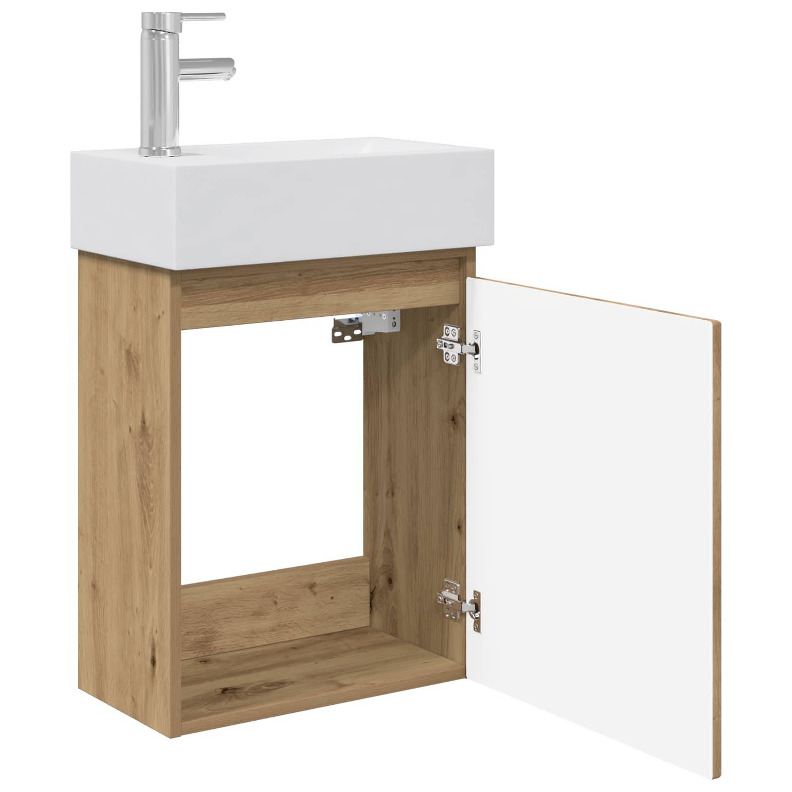 vidaXL Badezimmer Waschtischunterschrank mit Wasserhahn Artisan-Eiche