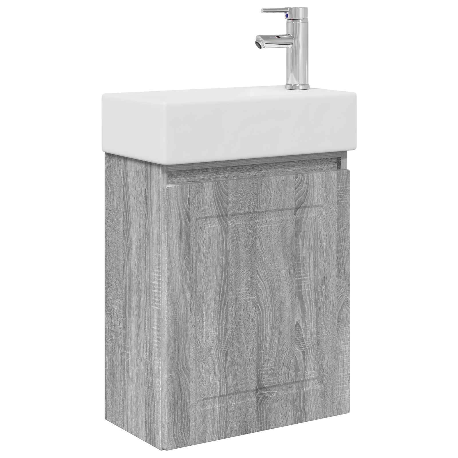 vidaXL Badezimmer Waschtischunterschrank mit Wasserhahn Grau Sonoma