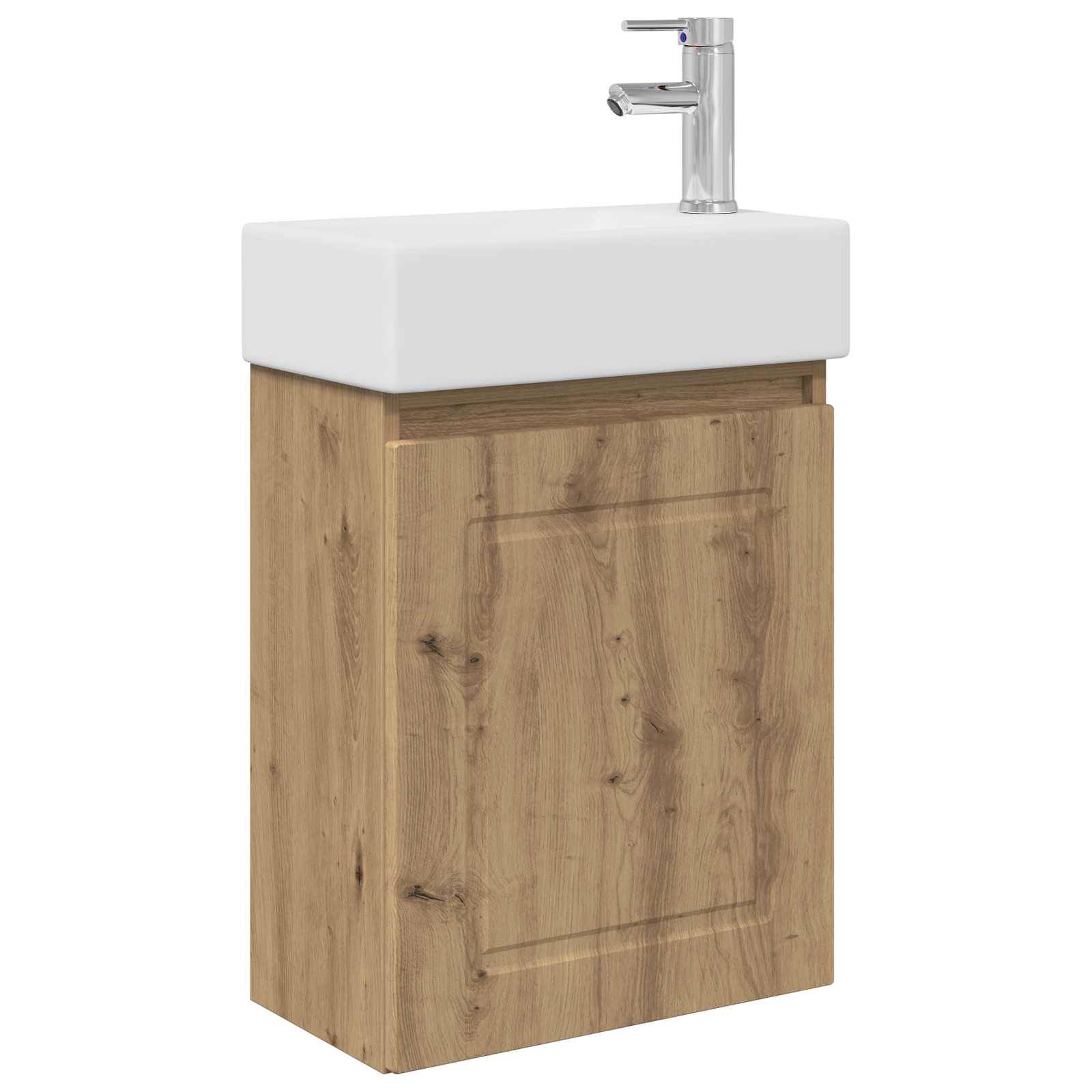 vidaXL Badezimmer Waschtischunterschrank mit Wasserhahn Artisan-Eiche