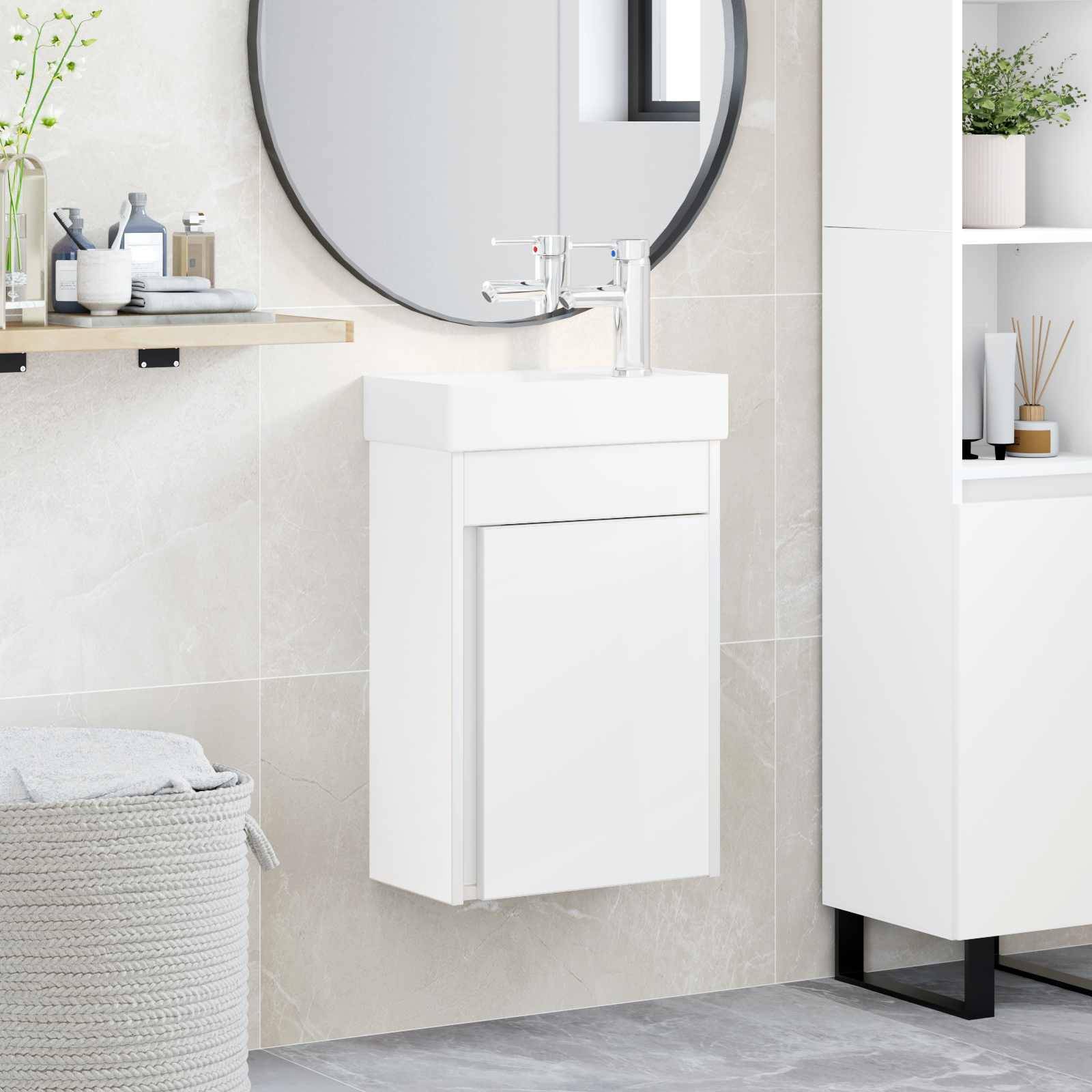 vidaXL Badezimmer Waschtischunterschrank mit Wasserhahn Weiß