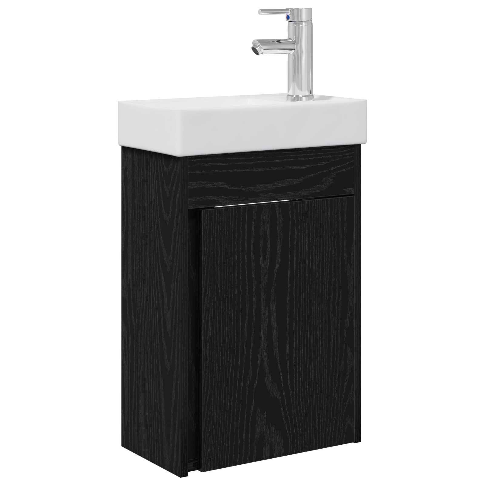 vidaXL Badezimmer Waschtischunterschrank mit Wasserhahn Schwarze Eiche