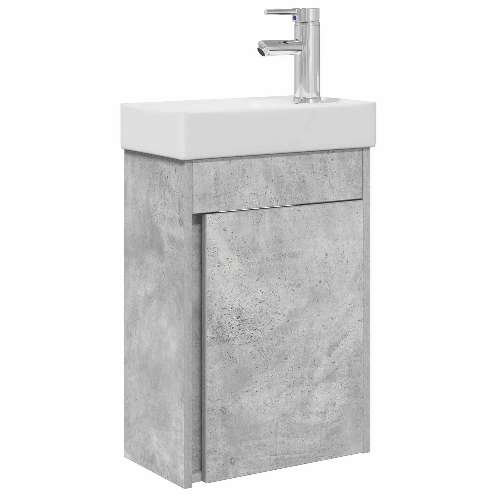vidaXL Badezimmer Waschtischunterschrank mit Wasserhahn Betongrau