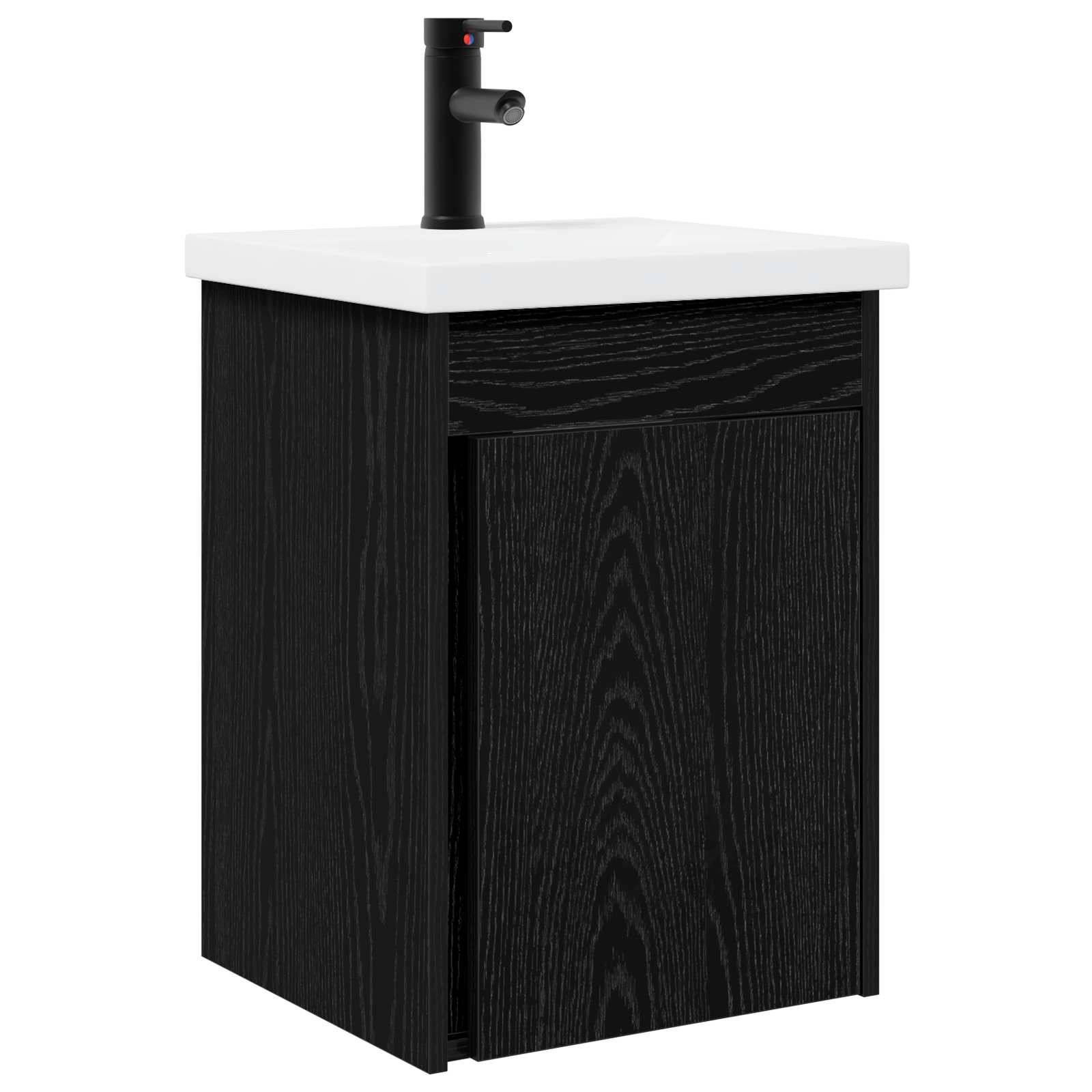 vidaXL Badezimmer Waschtischunterschrank mit Wasserhahn Schwarze Eiche