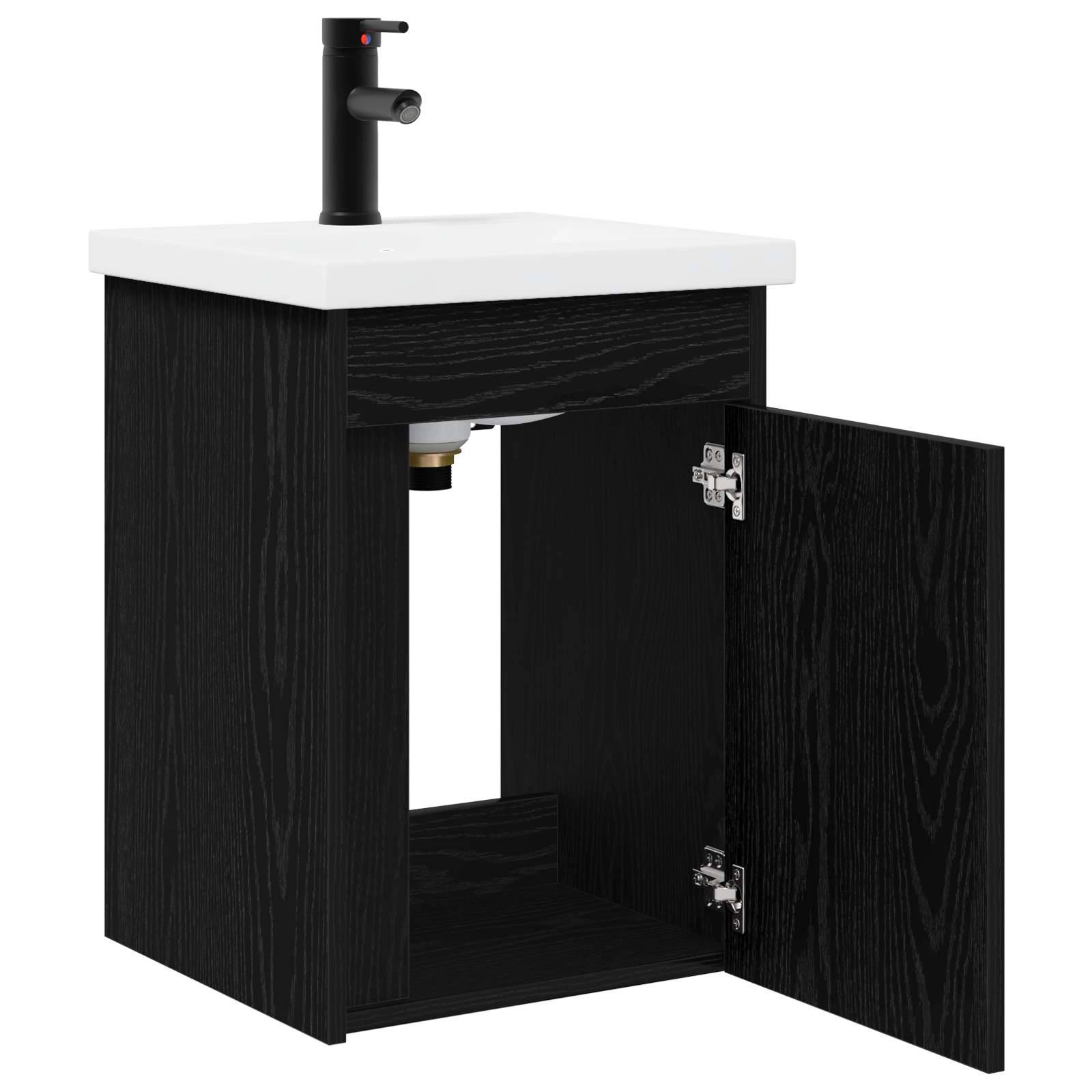 vidaXL Badezimmer Waschtischunterschrank mit Wasserhahn Schwarze Eiche