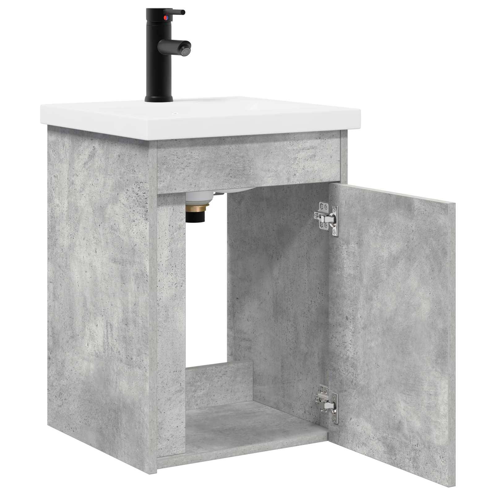 vidaXL Badezimmer Waschtischunterschrank mit Wasserhahn Betongrau