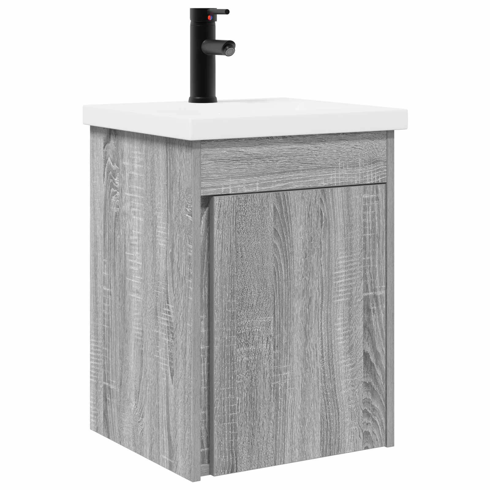 vidaXL Badezimmer Waschtischunterschrank mit Wasserhahn Grau Sonoma