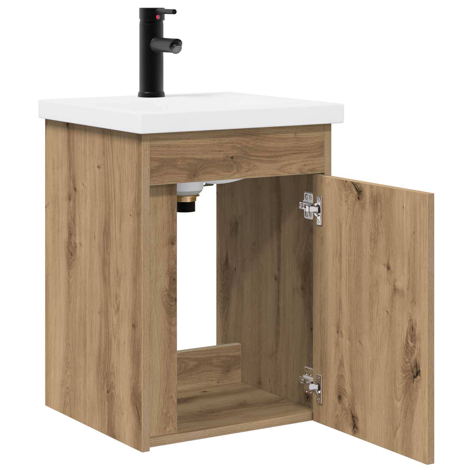 vidaXL Badezimmer Waschtischunterschrank mit Wasserhahn Artisan-Eiche