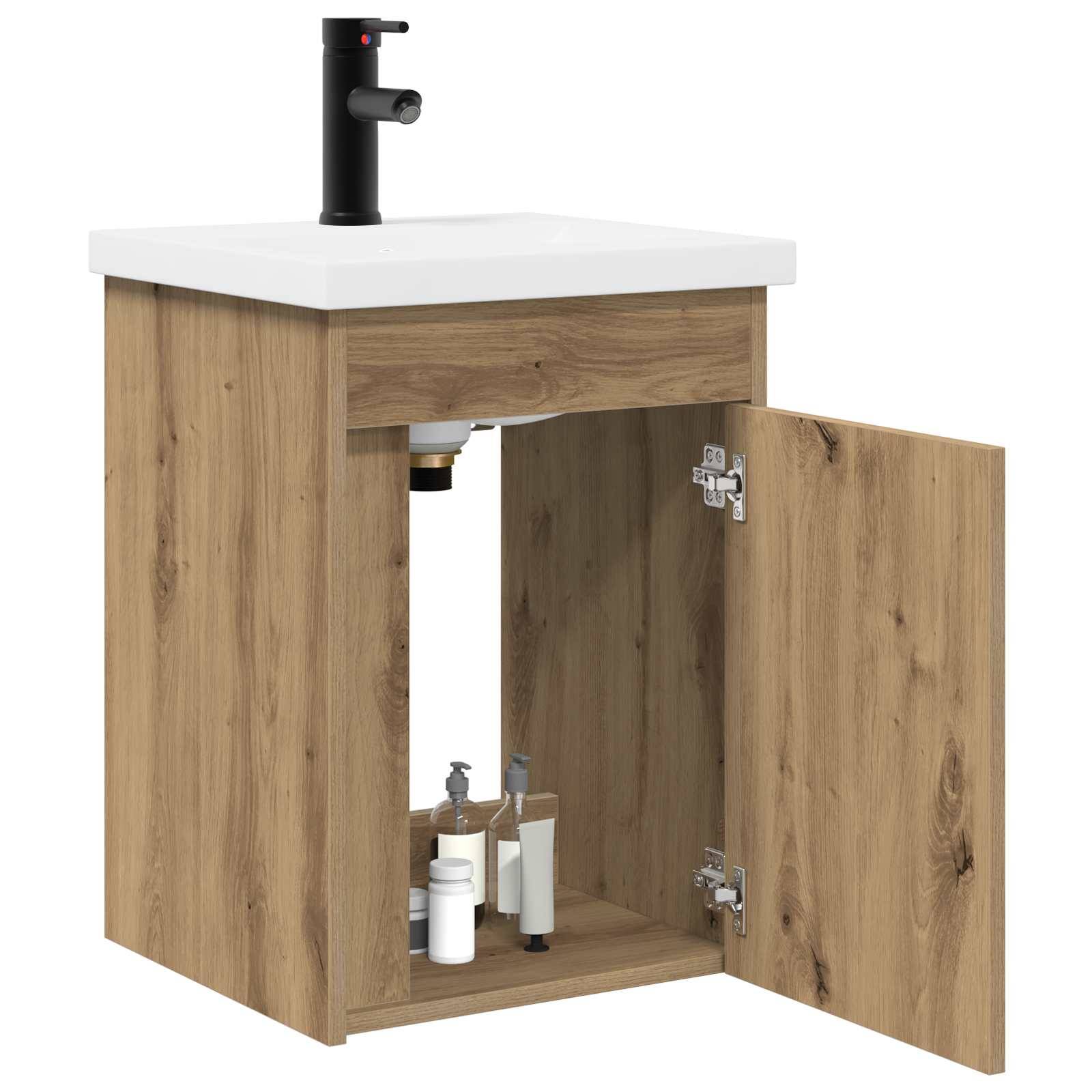 vidaXL Badezimmer Waschtischunterschrank mit Wasserhahn Artisan-Eiche