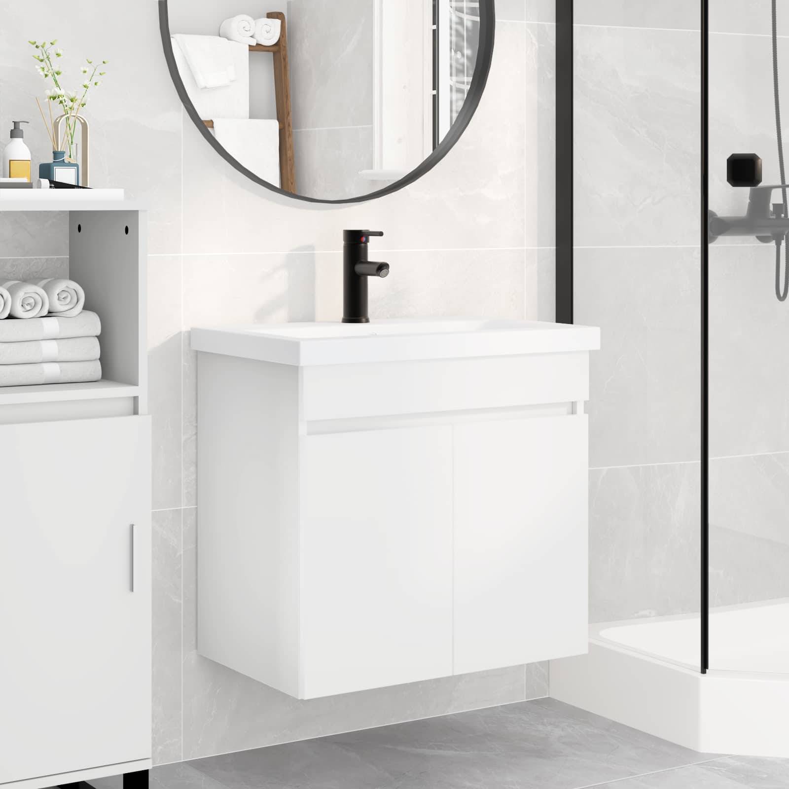 vidaXL Badezimmer Waschtischunterschrank mit Wasserhahn Weiß