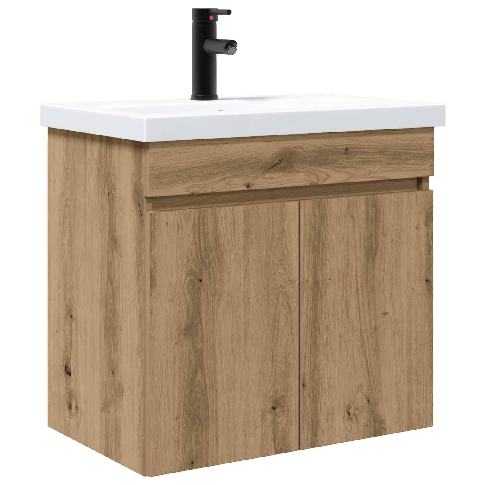 vidaXL Badezimmer Waschtischunterschrank mit Wasserhahn Artisan-Eiche