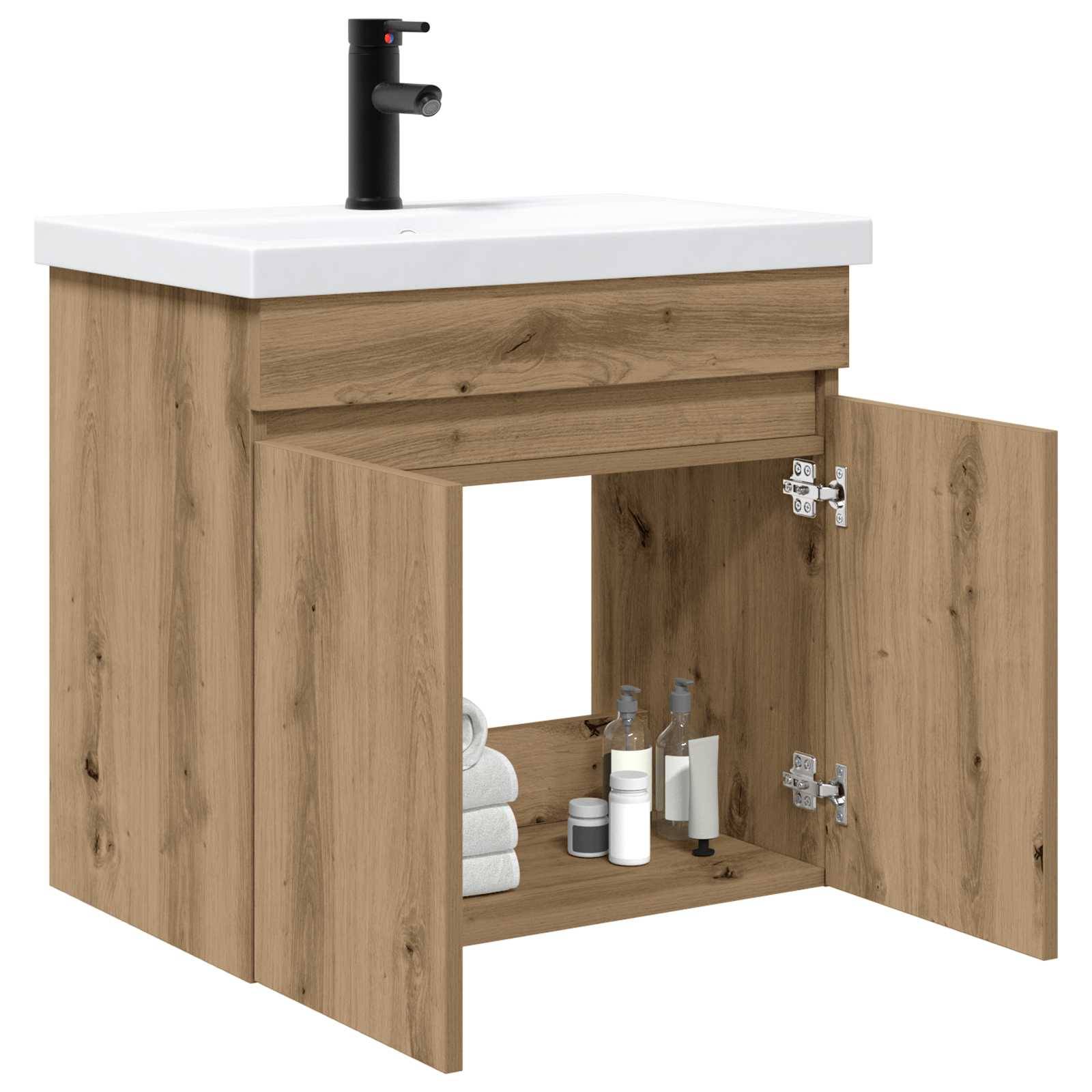 vidaXL Badezimmer Waschtischunterschrank mit Wasserhahn Artisan-Eiche