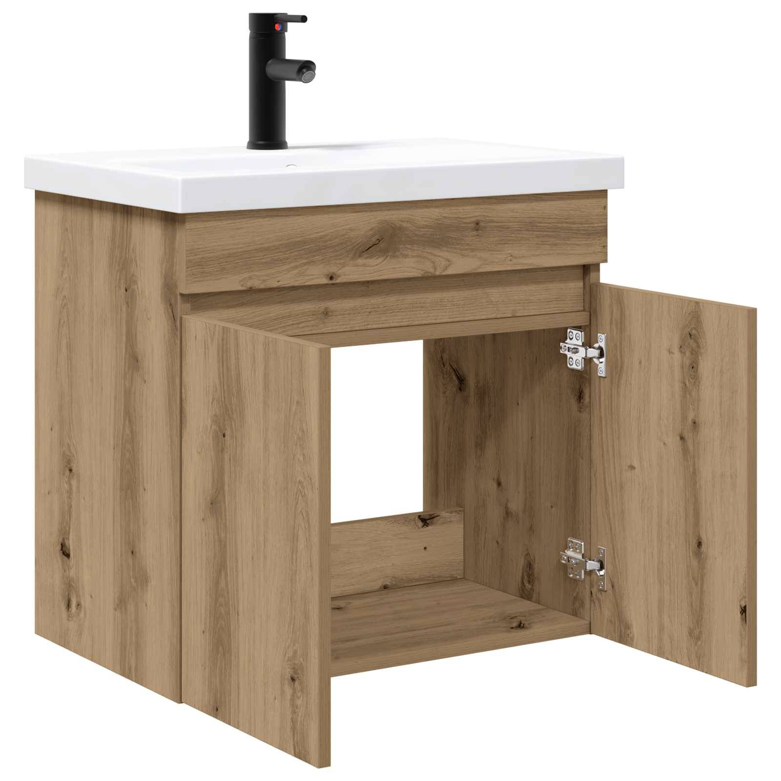 vidaXL Badezimmer Waschtischunterschrank mit Wasserhahn Artisan-Eiche