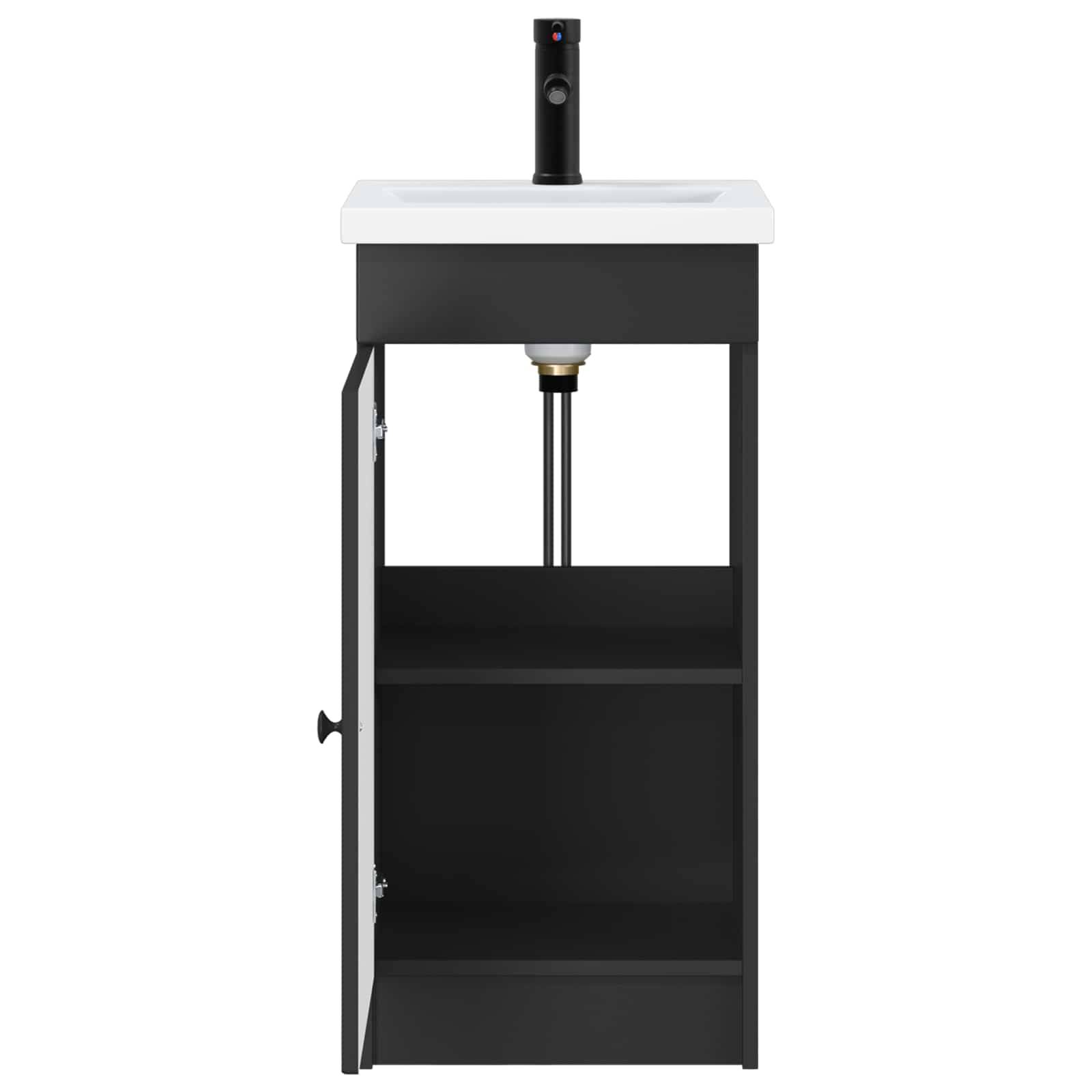 vidaXL Badezimmerschrank mit Waschbecken Schwarz 42 x 40 x 84,5 cm