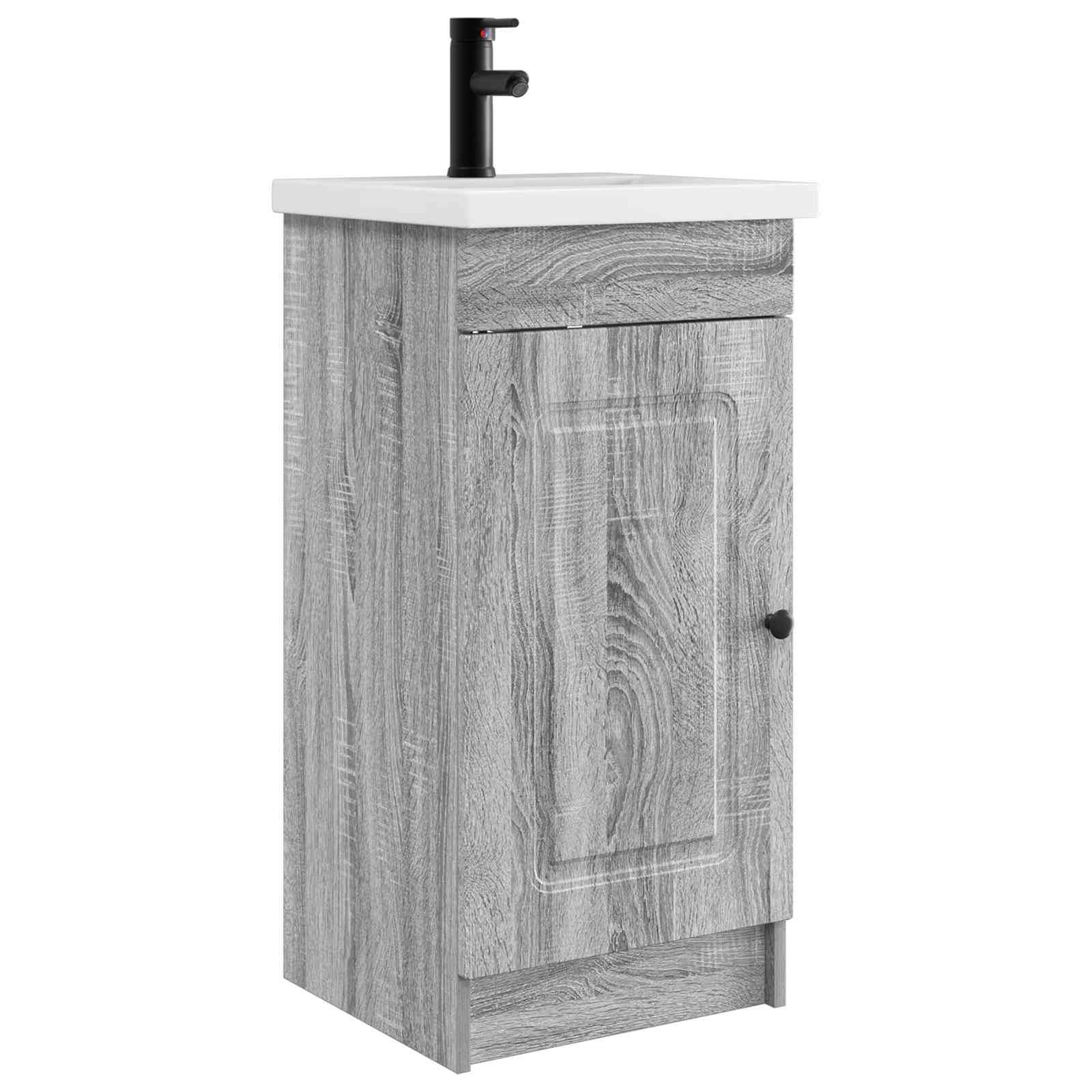 vidaXL Badezimmerschrank mit Waschbecken Grau Sonoma 42 x 40 x 84,5 cm