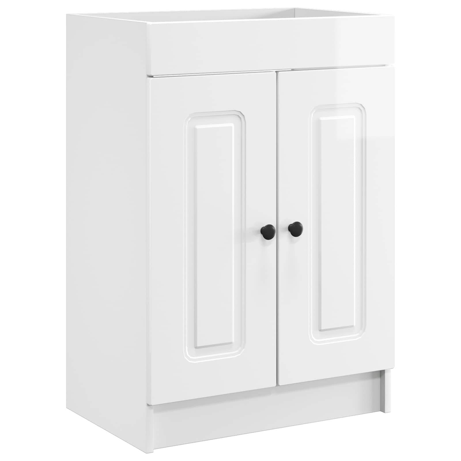vidaXL Badezimmermöbel-Set Hochglanz Weiß 56 x 37,5 x 81 cm