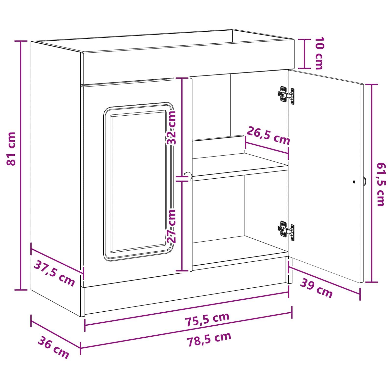 vidaXL Unter dem Waschbecken Badschrank Weiß 78,5 x 37,5 x 81 cm